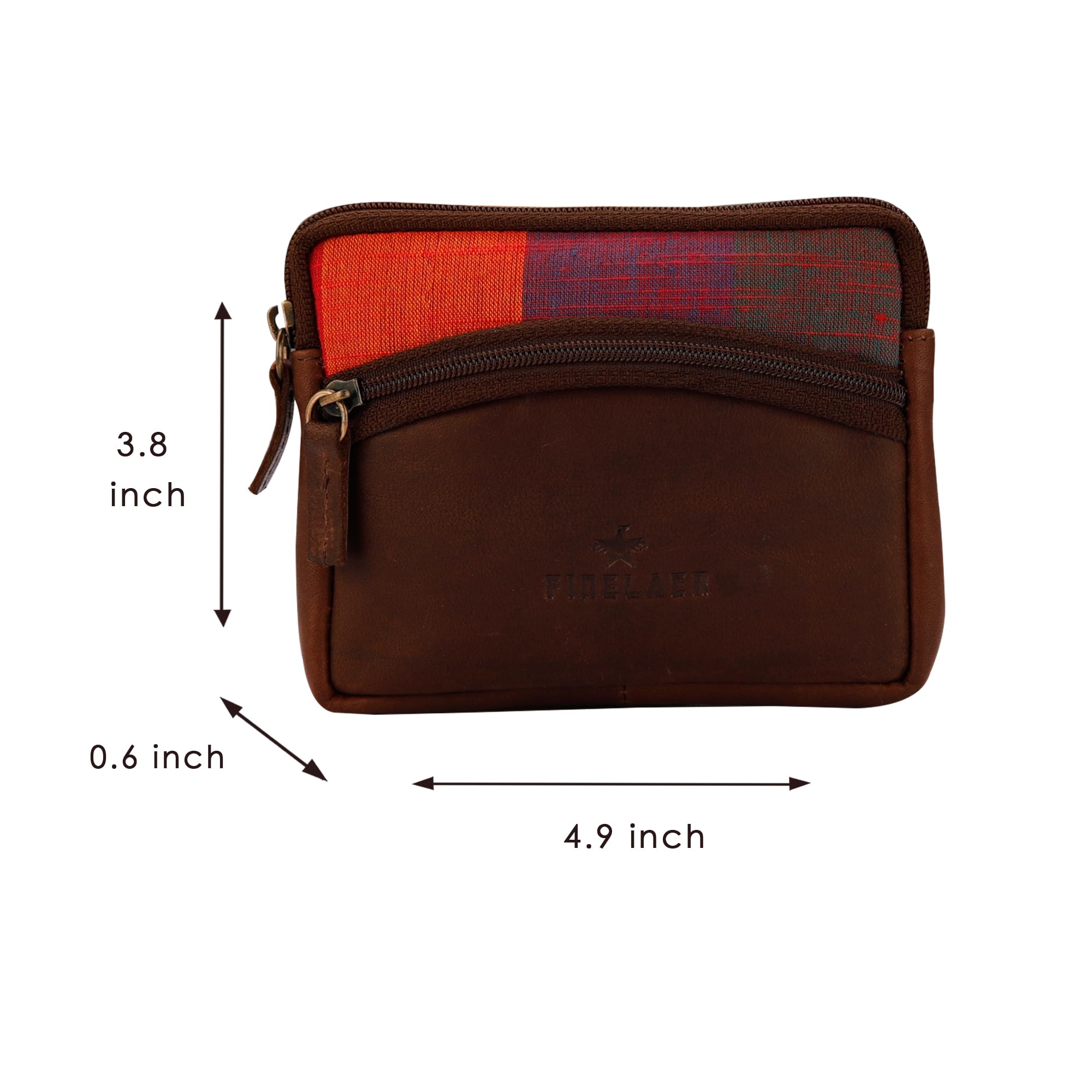 Premium Leather Coin Pouch Wallet with Zipper - Small Change Holder for Men & Women (Ginger Brown) - Perfect for Travel, Shopping, and Everyday Cash Organization