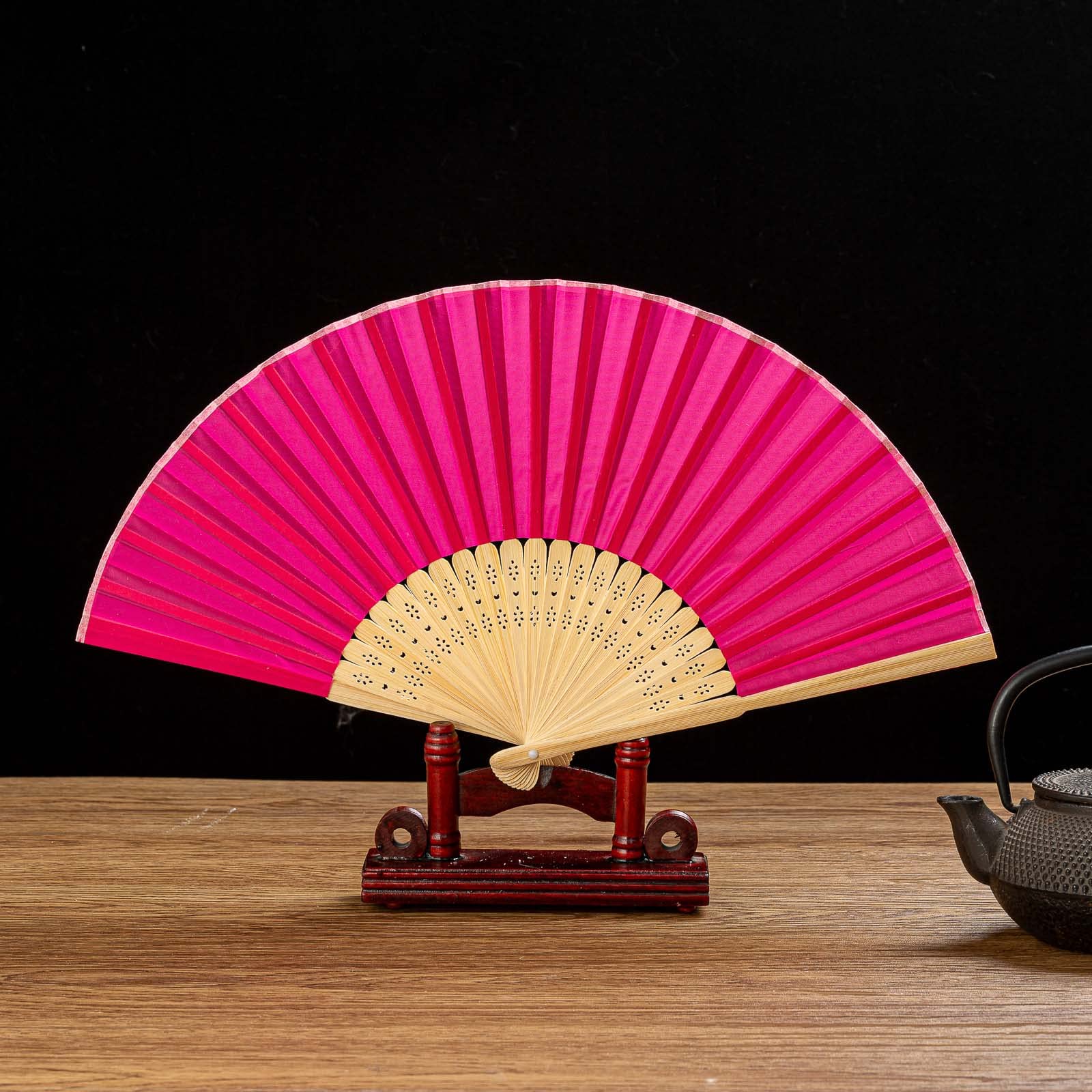 THY COLLECTIBLES 6-Pack Handheld Paper & Bamboo Folding Fans - Wedding, Church, Festival Decorations - DIY Home Decor - Hot Pink - Perfect for Summer Parties, Bridal Showers & Cultural Events