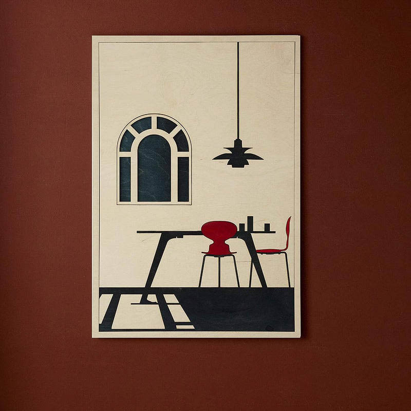 KOLEKTO STUDIO Arne Jacobsen Tribute Poster - Mid Century Modern Art Print 50x70cm - Perfect for Home Decor, Office Wall Art & Scandinavian Interior Design
