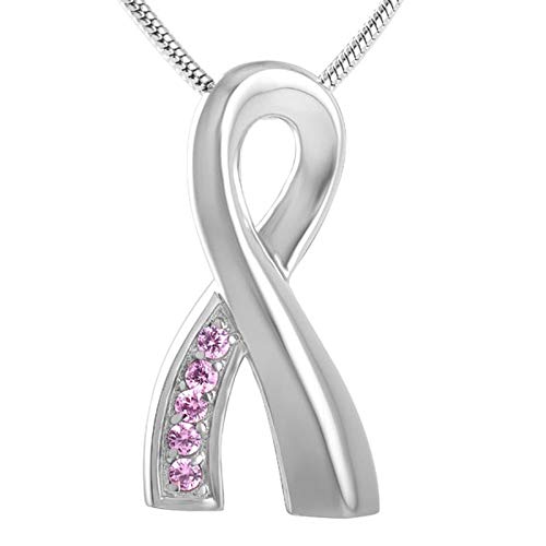 Memorial Jewelry Urn Necklace for Ashes - Cross Ribbon Cremation Keepsake Pendant for Women - Sympathy Gift for Breast Cancer Awareness, Loss of Loved Ones & Pet Ashes - Perfect for Remembrance, Funerals & Daily Wear