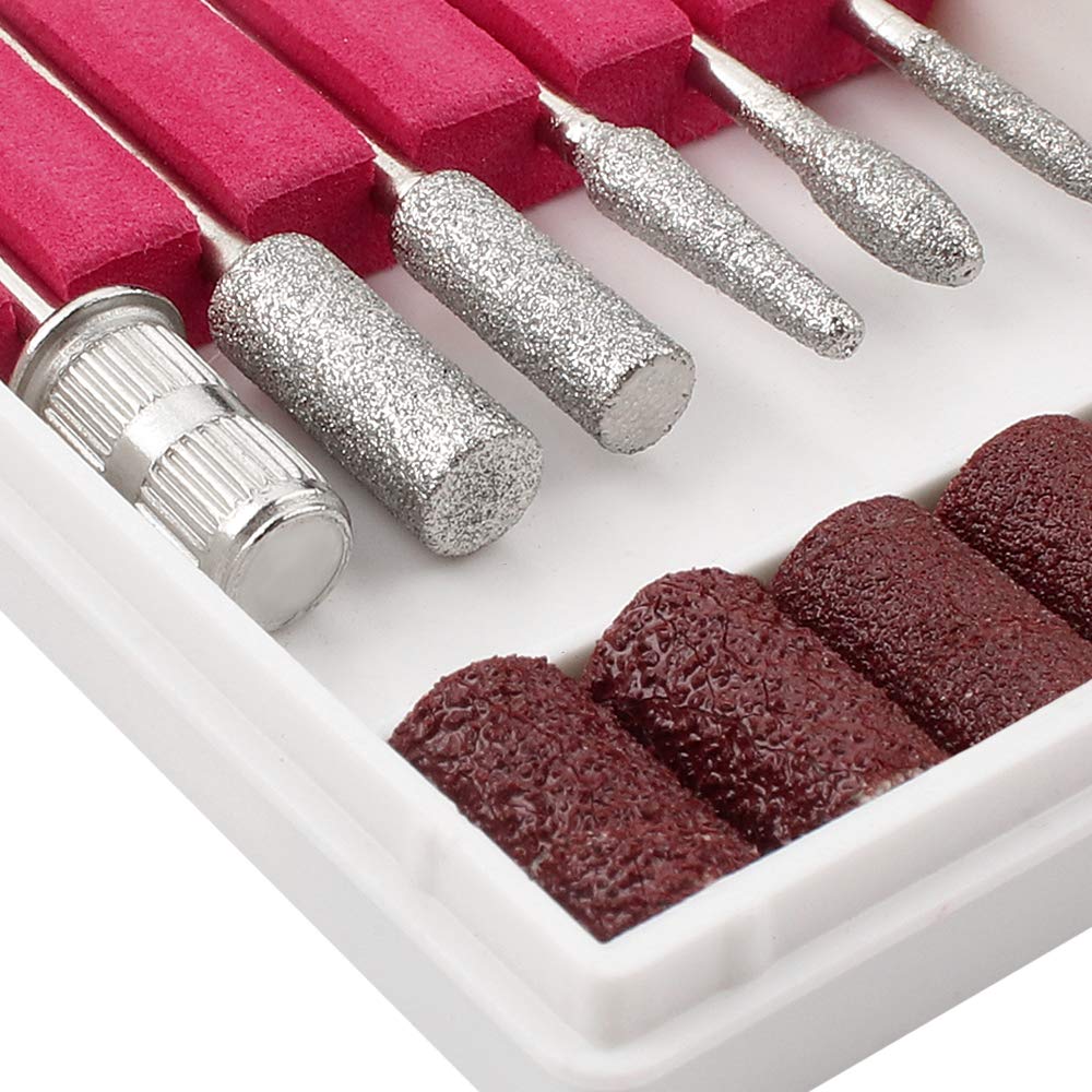 3 Pack Diamond Nail Grinding Bits Set for Electric Nail Drill - Professional Manicure & Pedicure Kit with Sanding Bands (Silver & Pale) - Perfect for Home Salon, Nail Art & Professional Nail Care