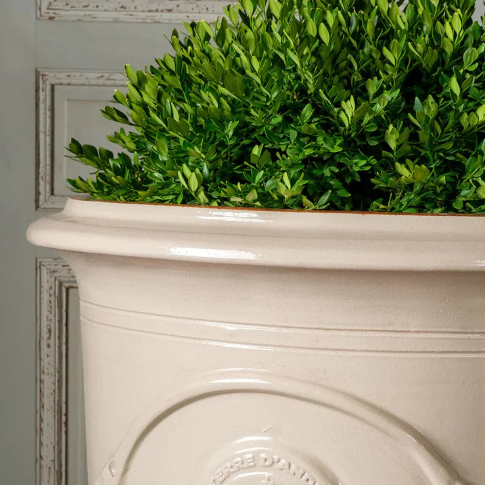 Large Anduze Outdoor Planter Pot - Classic Ivory French Garden Planter for Patio, Balcony & Backyard Decor - Weather-Resistant Cement Flower Pot for Plants & Flowers
