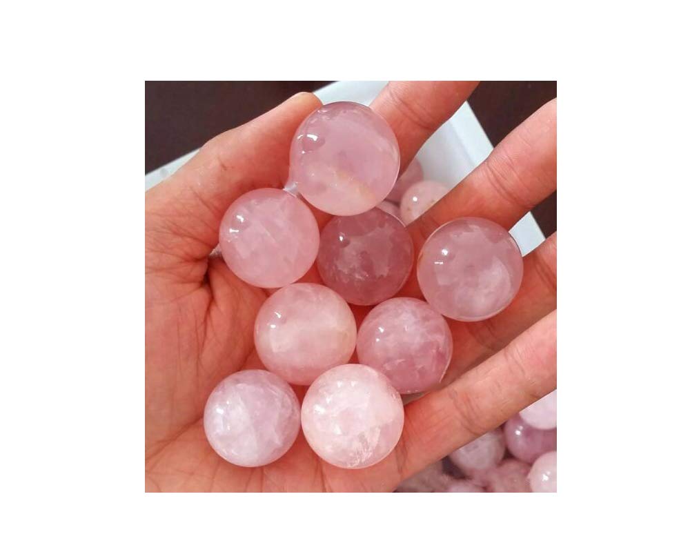 Natural Rose Quartz Healing Crystal Sphere - Pack of 10 Small Gemstone Balls (0.78