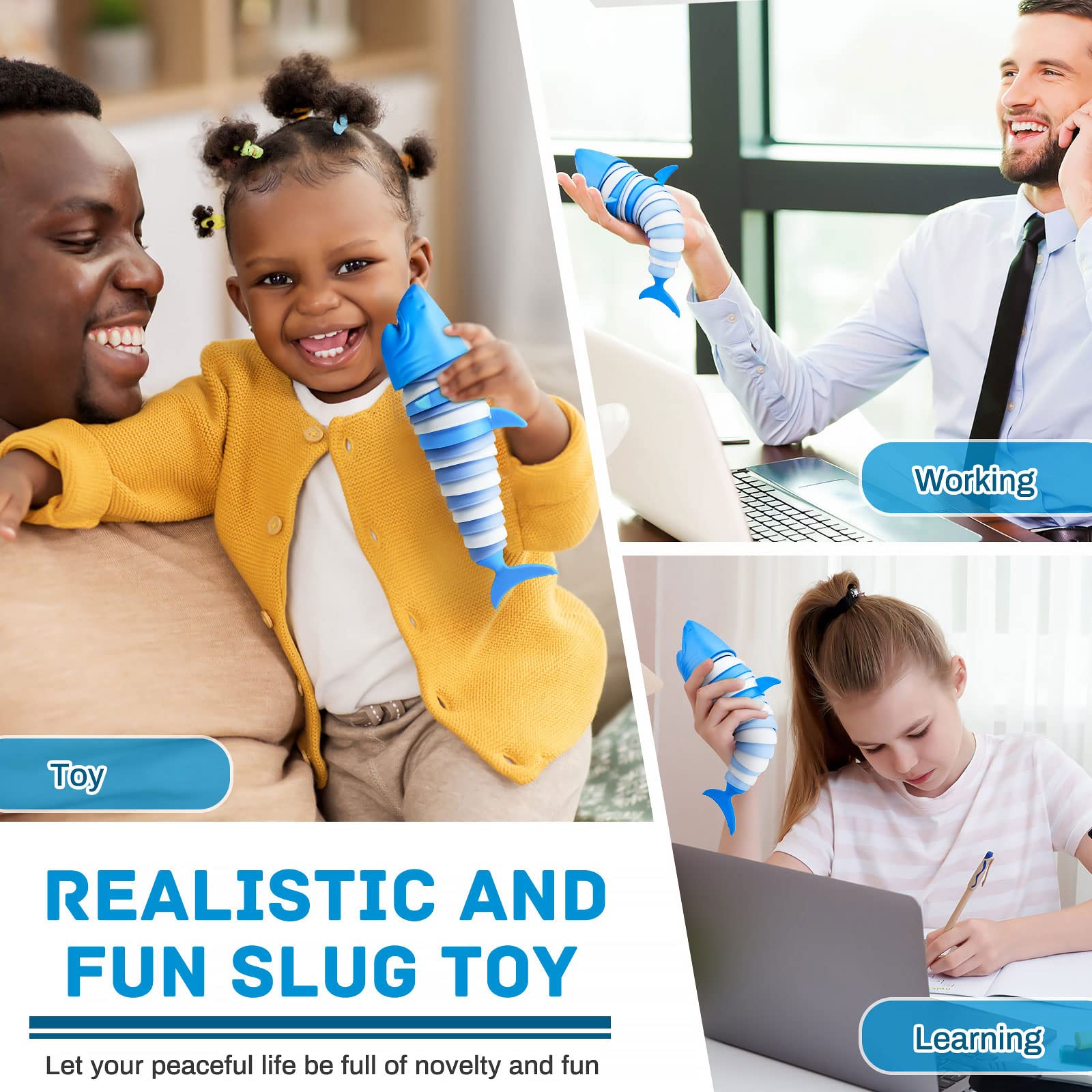 Yunsailing 2-Pack Shark Sensory Fidget Toys for Kids & Adults - 3D Printed Articulated Dolphin & Shark Stress Relief Toys for Autism, ADHD, Anxiety - Perfect for Classroom, Office, Travel & Home Use
