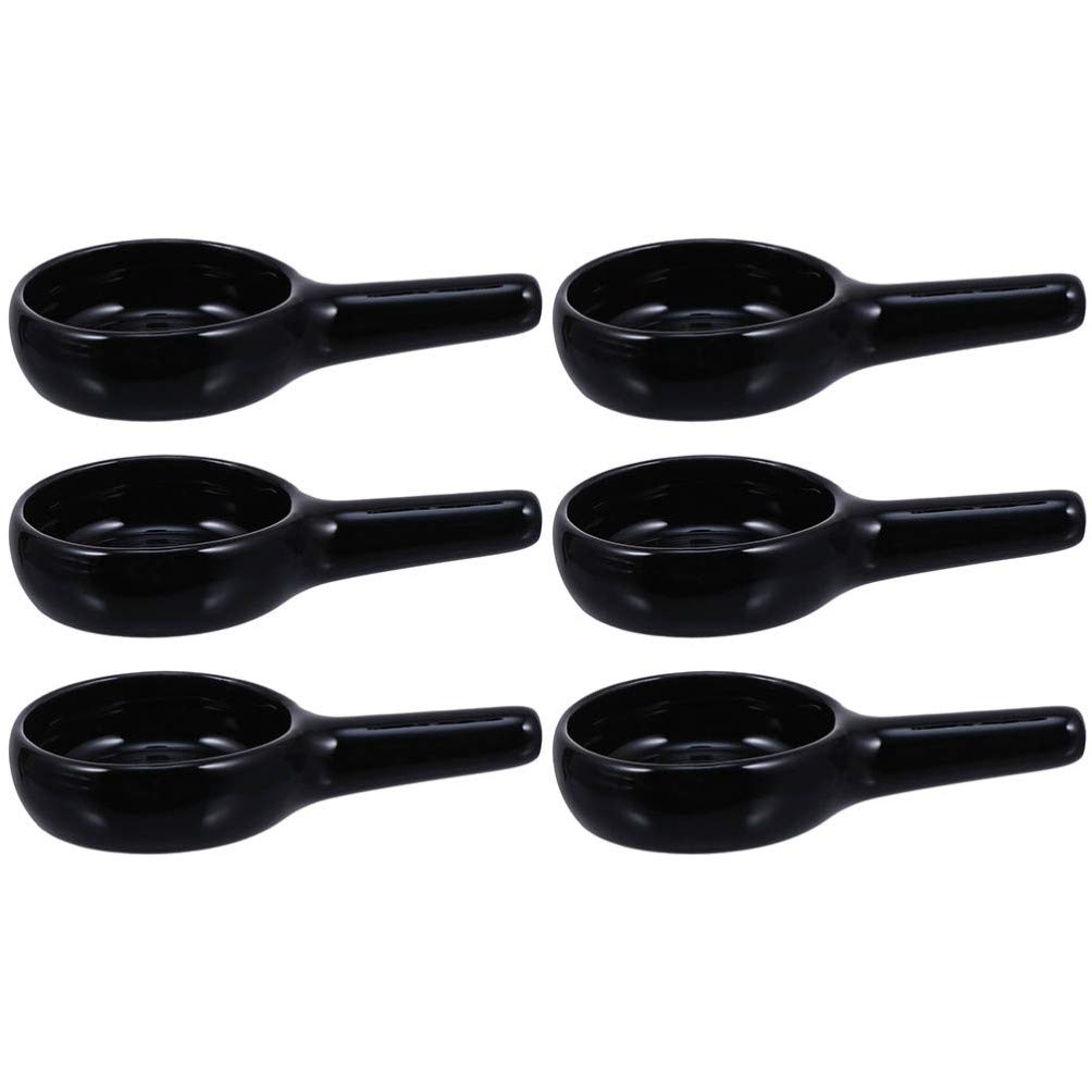 EXCEART 6Pcs Tealight Wax Warmer Set - Ceramic Candle Holder with Handle for Essential Oils, Aromatherapy Diffuser & Fragrance Burner - Perfect for Home Spa, Relaxation & Decoration (Black)