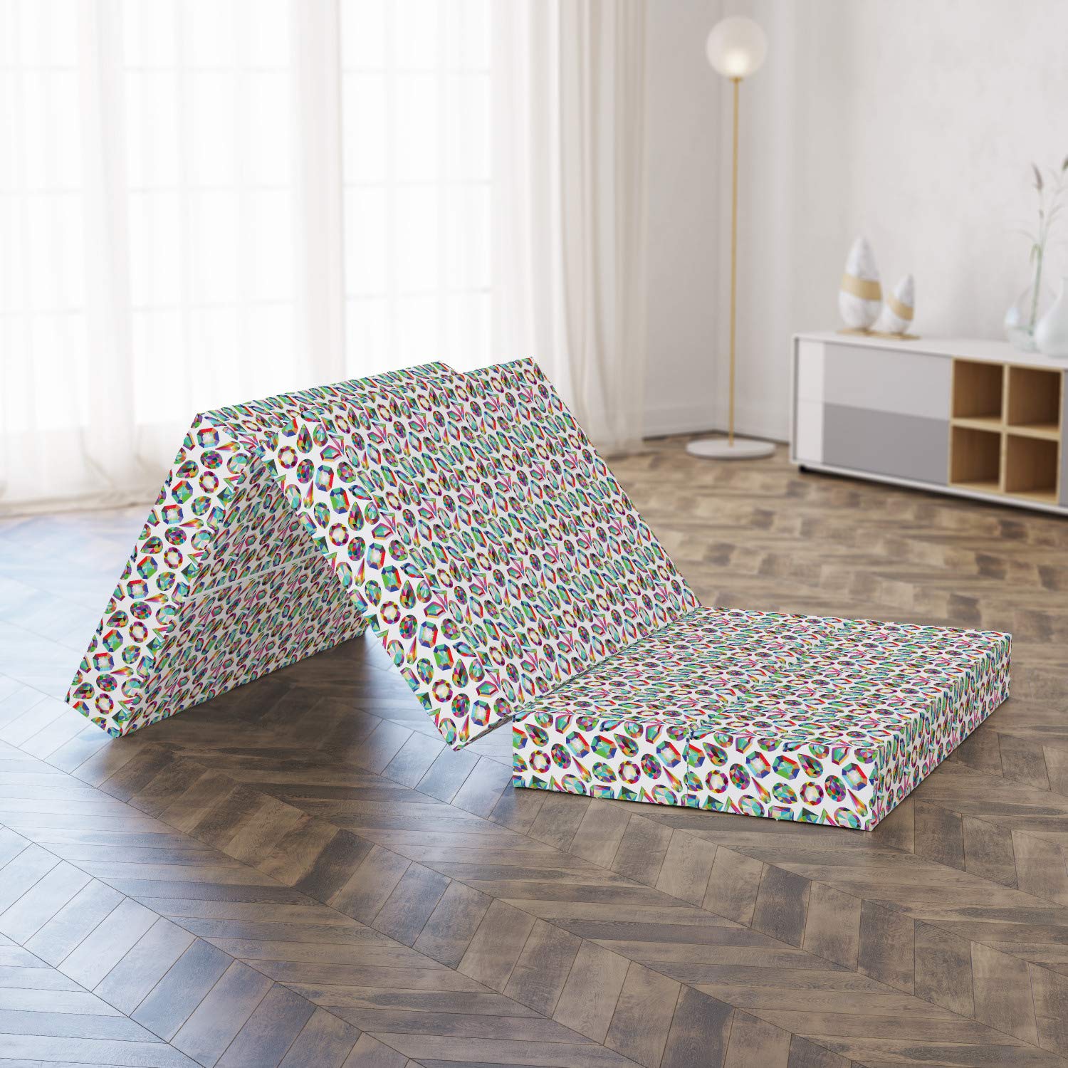 Ambesonne Geometric Crystals Foldable Mattress - 74.8