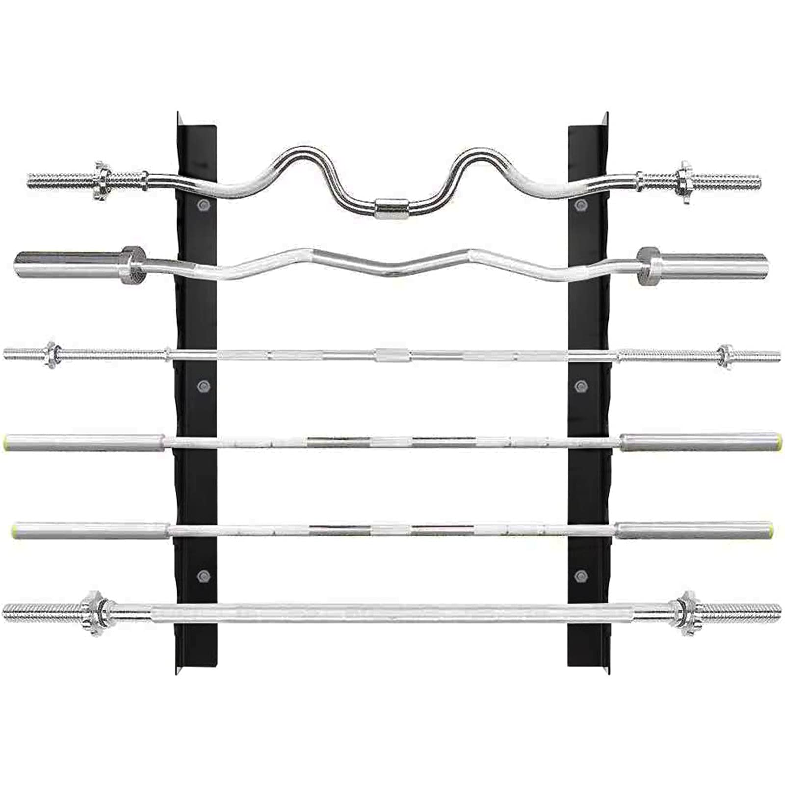 Horizontal Barbell Rack - 6 Bar Wall Mounted Weight Storage Holder for Olympic Bars (Pair) - Perfect for Home Gym, CrossFit & Weightlifting Organization