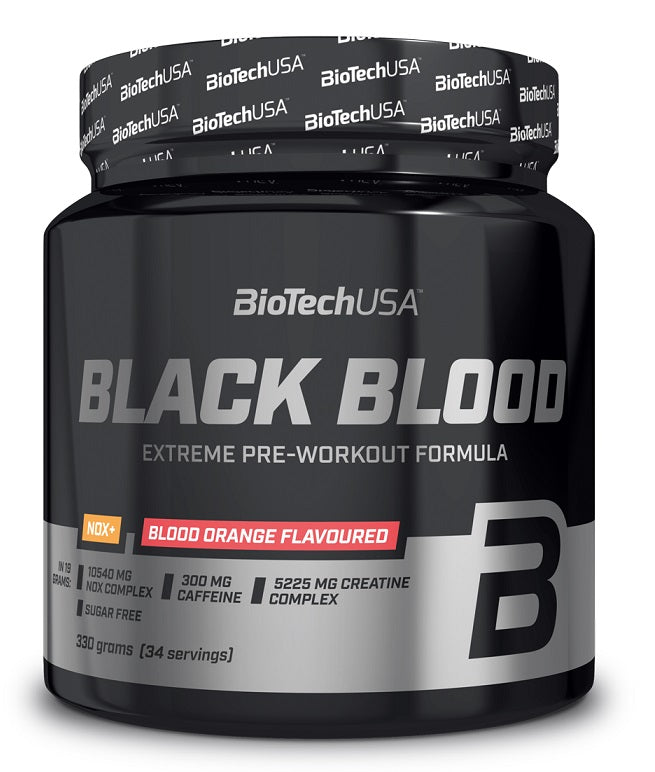 BioTechUSA Black Blood NOX+ Pre-Workout Supplement - Tropical Fruit Flavor, 330g (EAN 5999076232369) | Energy Booster for Gym & Fitness Training | Muscle Performance Enhancer