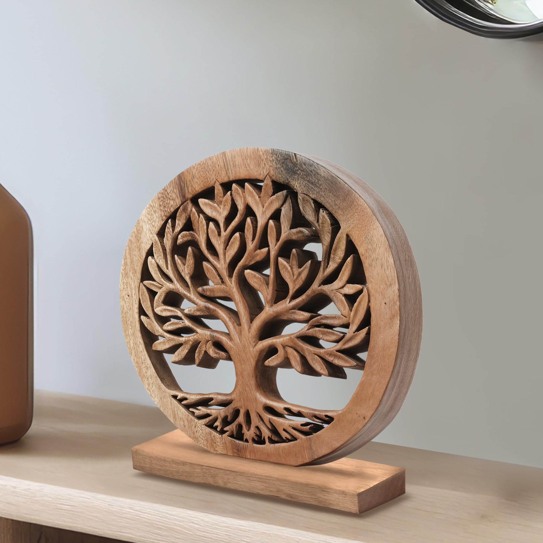 Decozen Wooden Tree of Life Sculpture - Unique Mother's Day & Birthday Gift for Mom, Handcrafted Home Decor for Living Room, Office, Shelf, Fireplace Mantel - Perfect Farmhouse & Boho Style Tabletop Decoration - Ideal for Mother's Day Celebrations & Home Styling