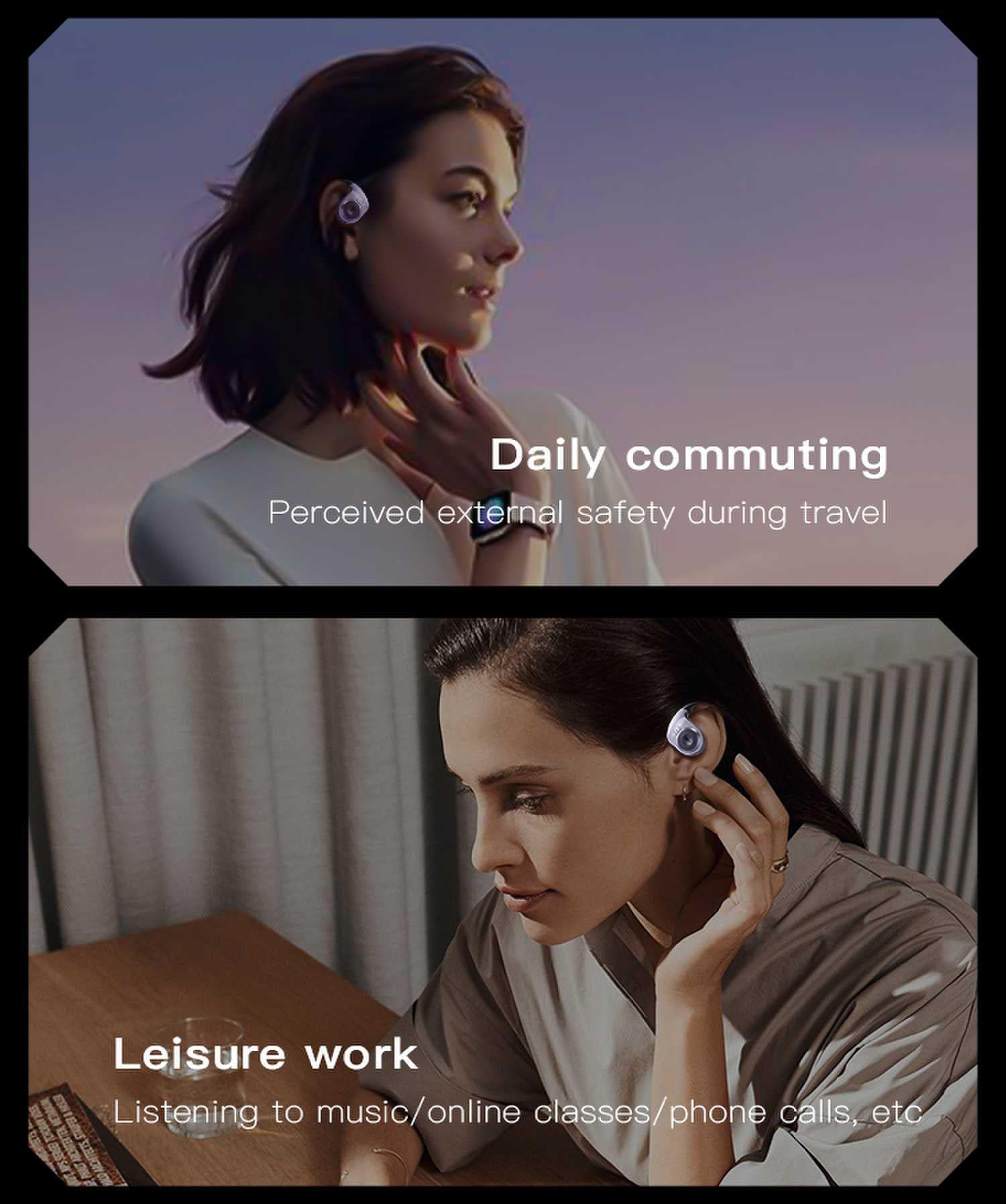Open Ear Bluetooth 5.4 Wireless Headphones - Sports & Running Waterproof Headset with Noise Cancellation, HD Mic for Gaming & Calls - Compatible with Android/iOS (Silver) - Perfect for Workouts, Cycling & Outdoor Activities