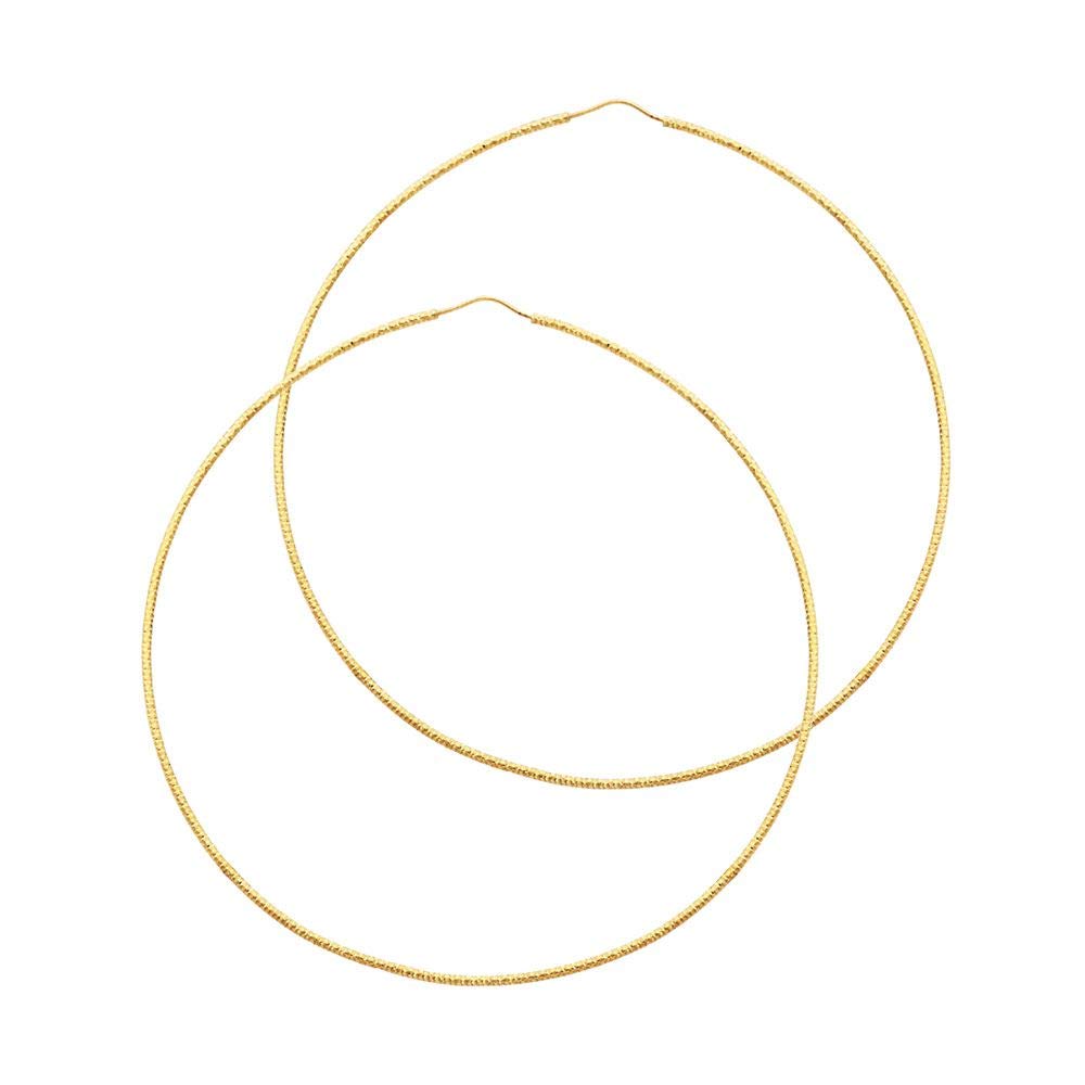 14K Gold 1mm Textured Hoop Earrings for Women - Small/Medium/Large Sizes - Everyday Wear, Gift for Her, Wedding & Party Jewelry