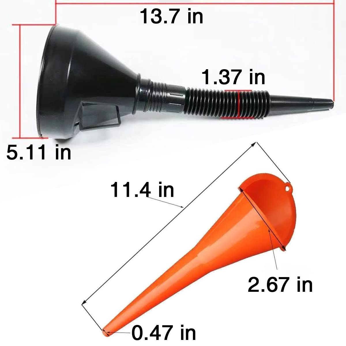 Multi-Purpose Large Plastic Funnel with Hose - Heavy Duty Oil Funnel for Automotive & Motorcycle Maintenance - Perfect for Engine Oil Changes, Diesel, Kerosene & Gasoline Transfer - Ideal for DIY Car Care, Garage Use & Fluid Management