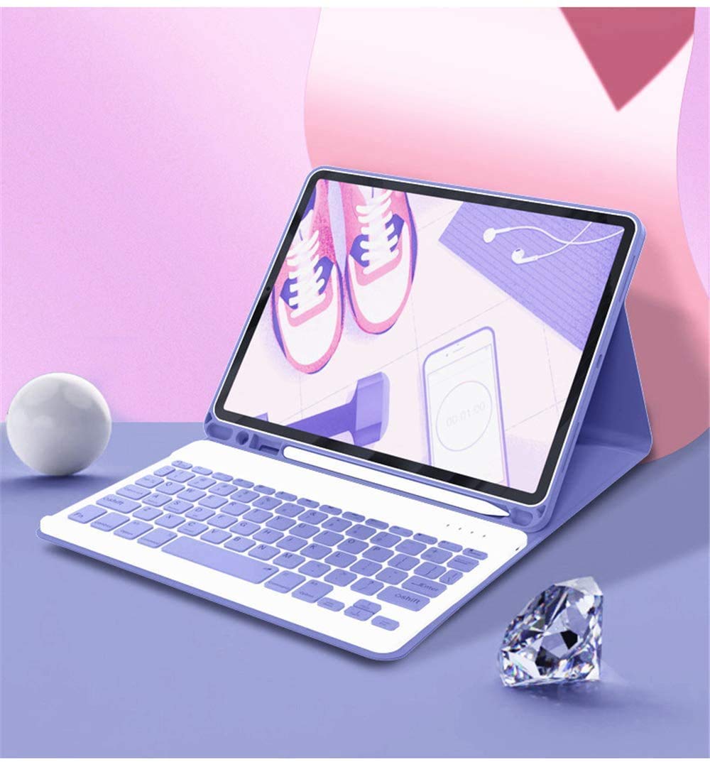 AnMengXinLing Wireless Keyboard Case for iPad Mini 7th (A17 Pro) 2024 & iPad Mini 6th Generation - Detachable Bluetooth Keyboard with Mouse & Pencil Holder, Slim Smart Cover in Purple - Perfect for Work, Travel & Home Office Use