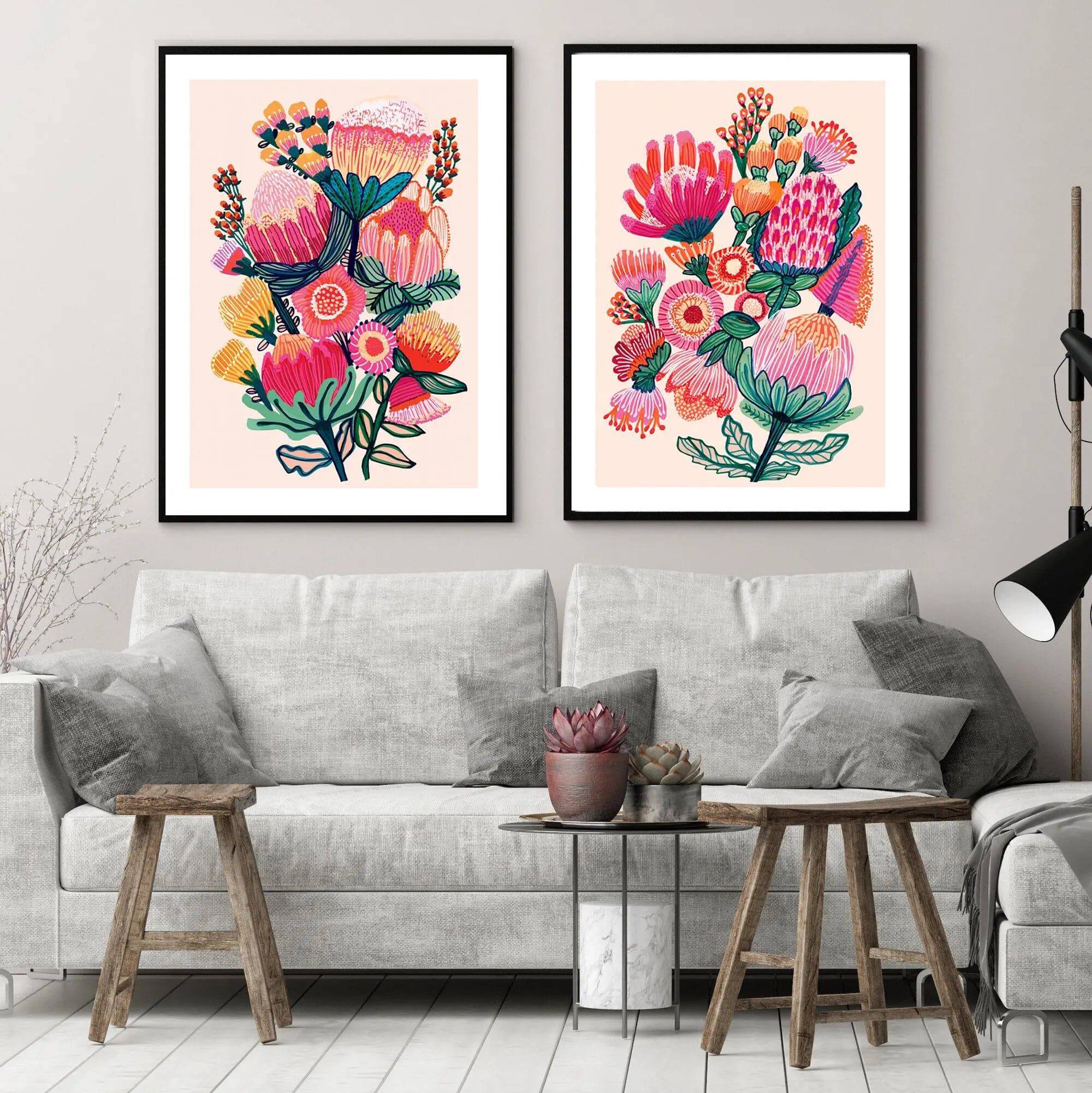 Australian Flowers Wall Art - Botanical Prints for Home & Office Decor | Floral Canvas Painting for Living Room, Bedroom, Kitchen