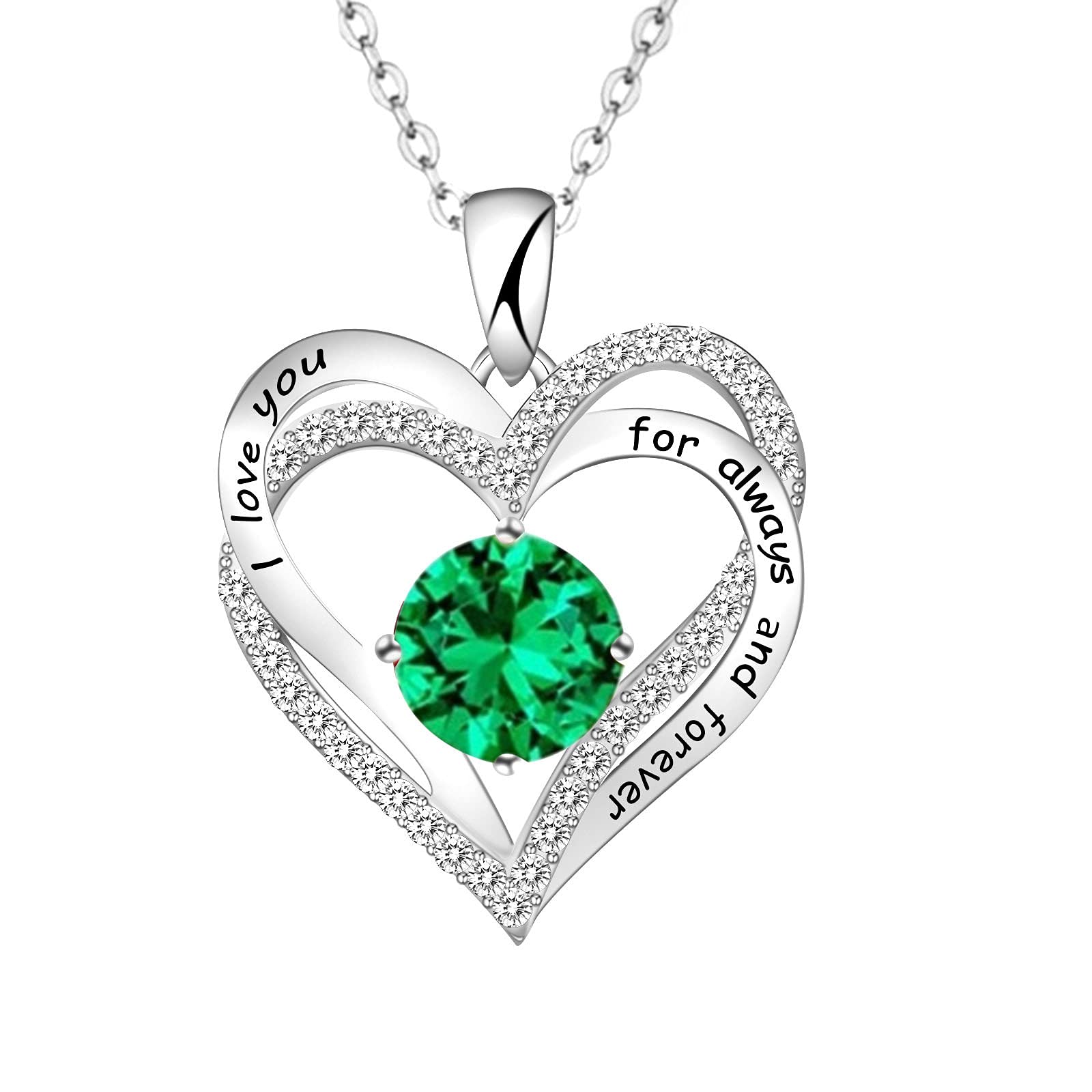 Forever Love Heart Necklace with Birthstone & Cubic Zirconia - Romantic Jewelry Gift for Women & Girls | Perfect for Birthdays, Anniversaries & Valentine's Day