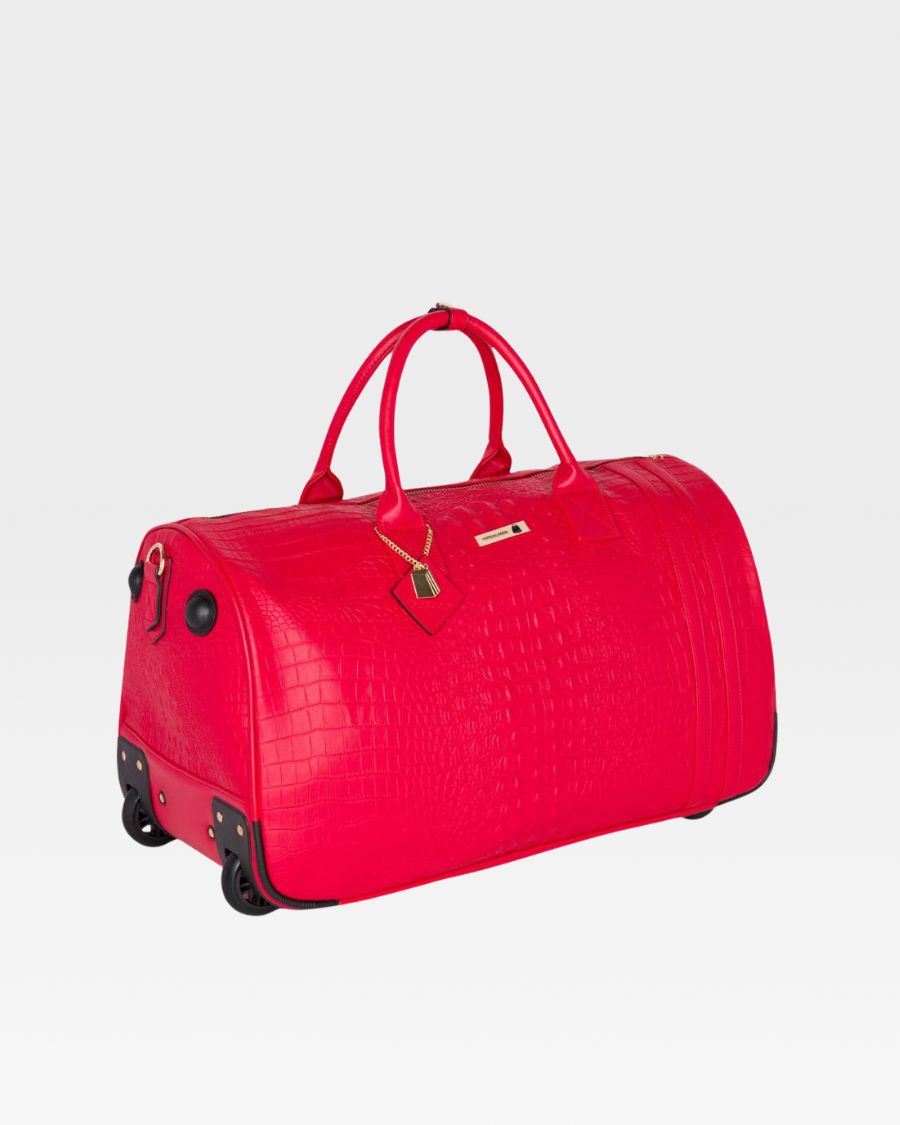 **Apollo 2-in-1 Backpack & Rolling Duffle Bag Set - Red | Lightweight Travel Luggage for Gym, Work & Weekend Trips**