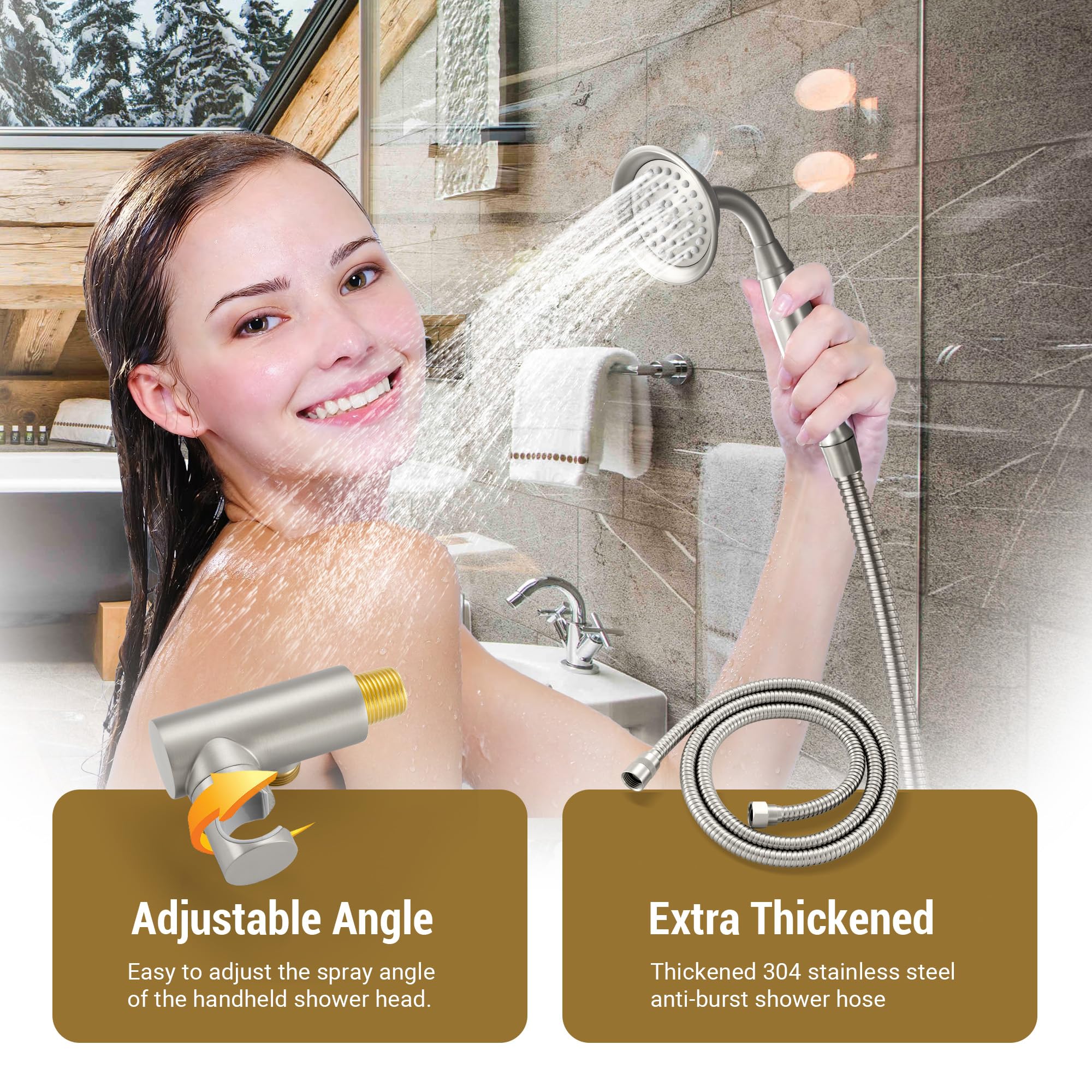 Antique Brushed Nickel Rain Shower System Complete Set - DASAN AT209C-BN with 9