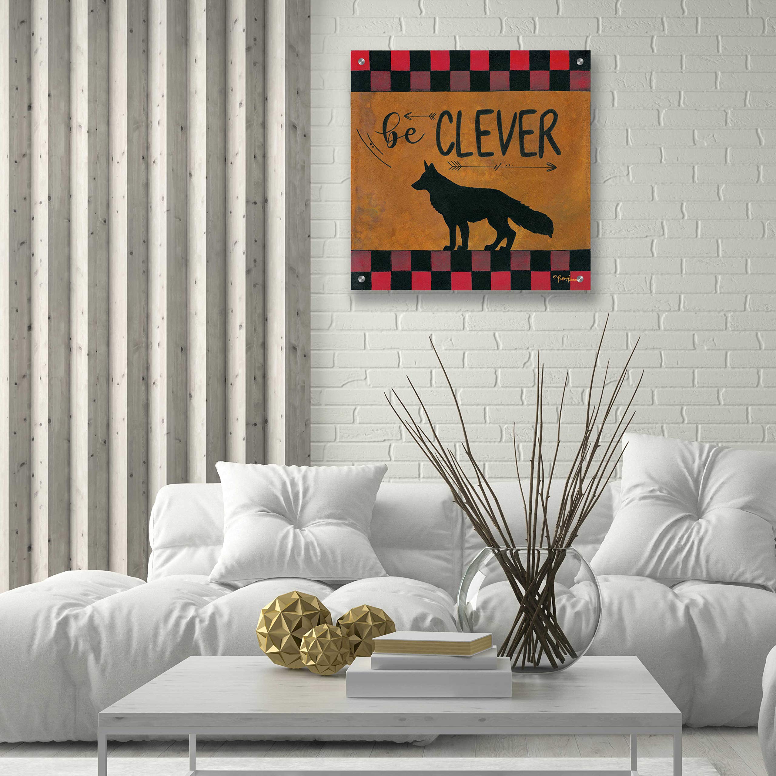 Epic Art 'Be Clever' by Britt Hallowell - 24x24 Inch Acrylic Glass Wall Decor - Modern Abstract Painting for Living Room, Office & Bedroom
