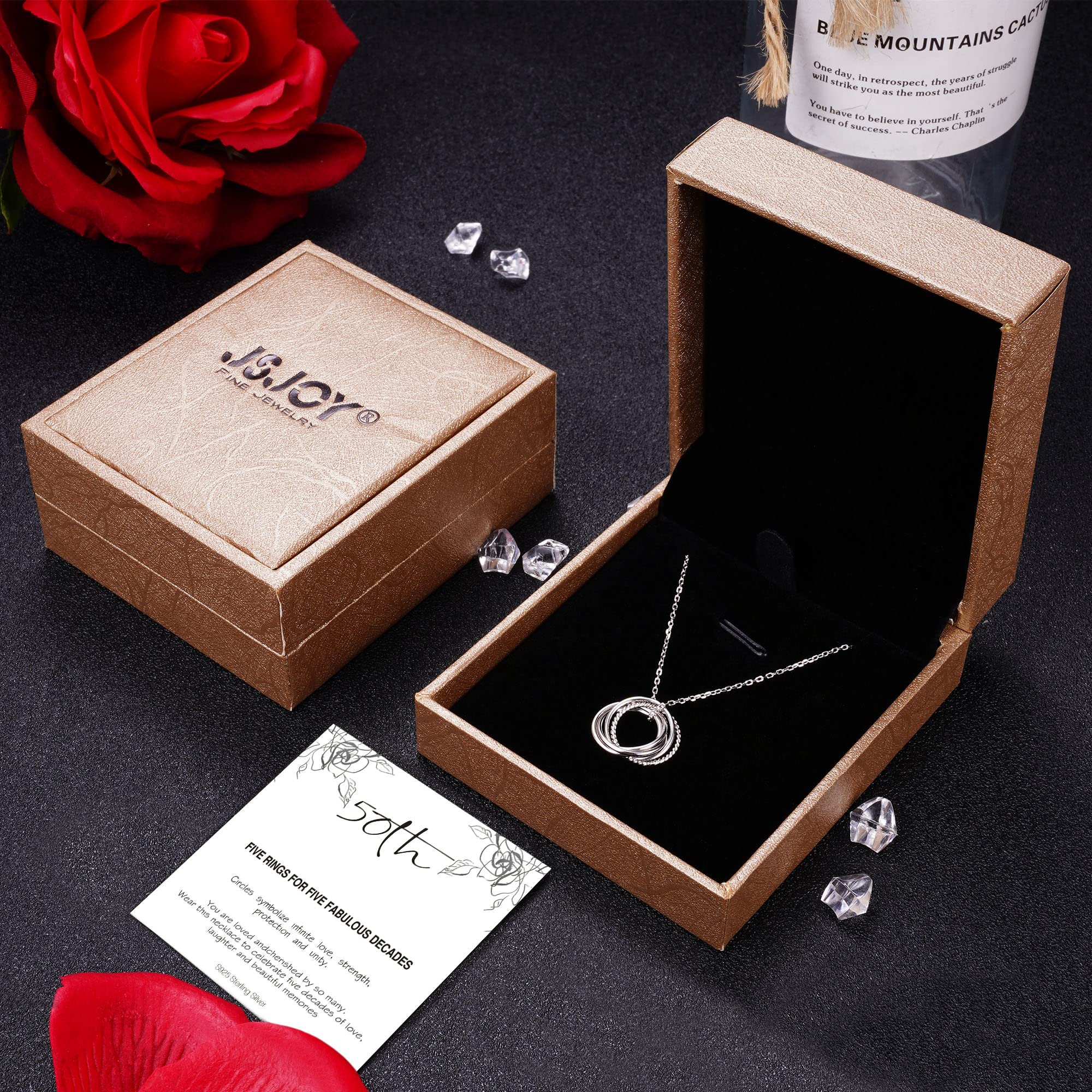JSJOY Elegant Circle Necklace for Women - S925 Sterling Silver Birthday Jewelry Gift for 30th 40th 50th 60th 70th 80th 90th Anniversary - Perfect for Milestone Celebrations, Mother's Day & Special Occasions