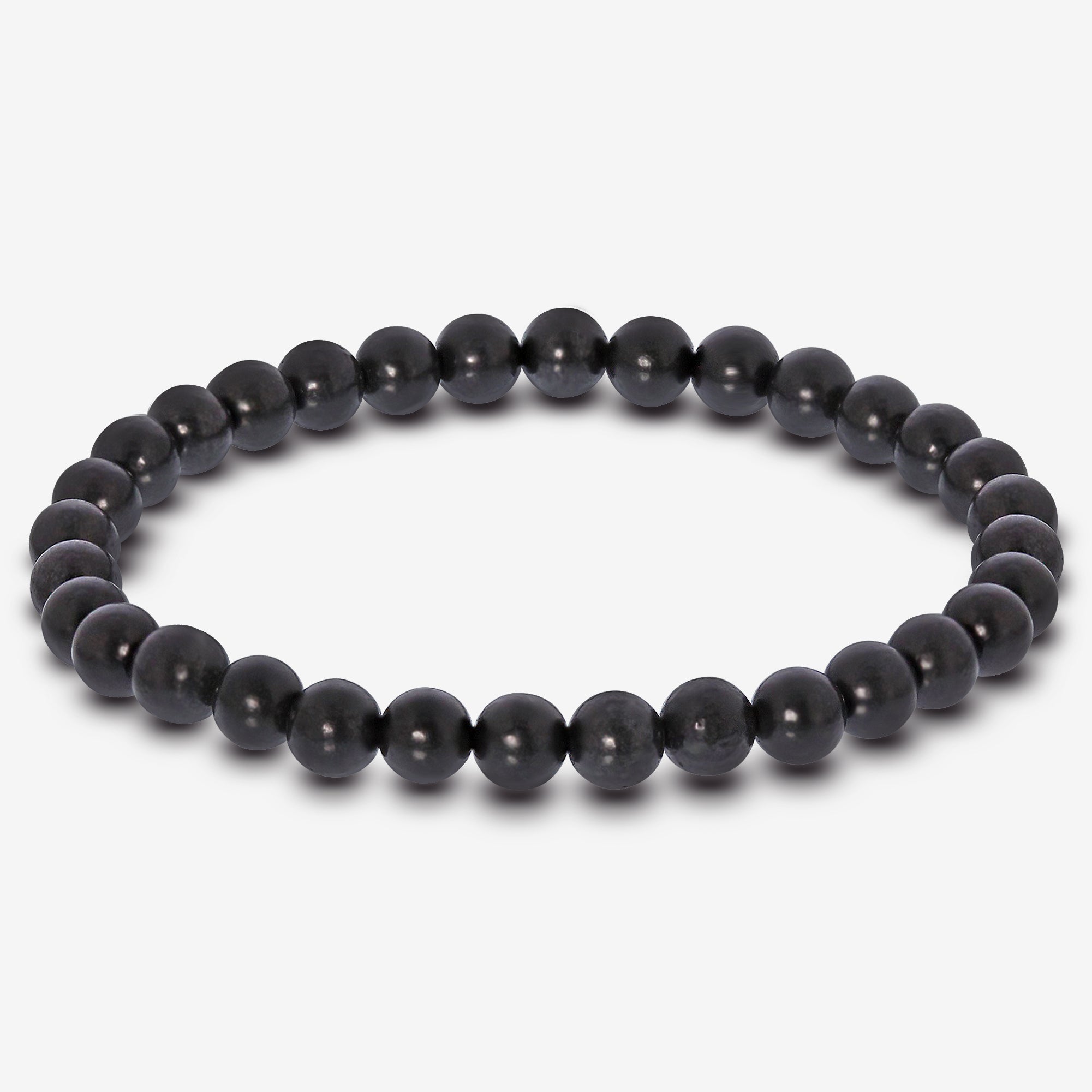 6mm Shungite Gemstone Round Bead Stretch Bracelet for Men & Women - Natural Healing Stone Jewelry for Stress Relief & EMF Protection