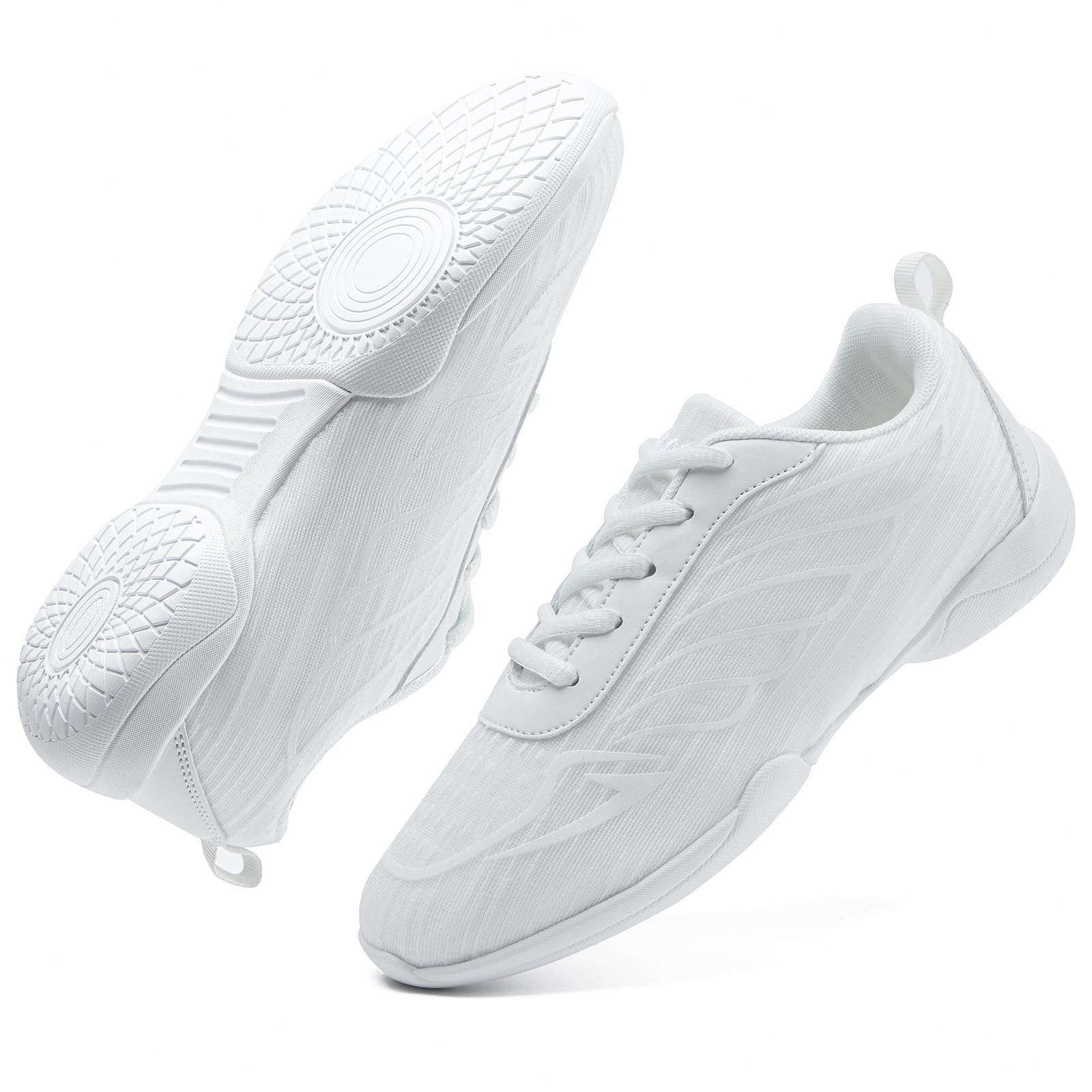 White Cheerleading Shoes for Girls & Women - Youth Competition Dance Tennis Sports Training Sneakers - Breathable Soft Comfortable Athletic Flats for Cheer, Gym, School & Performance