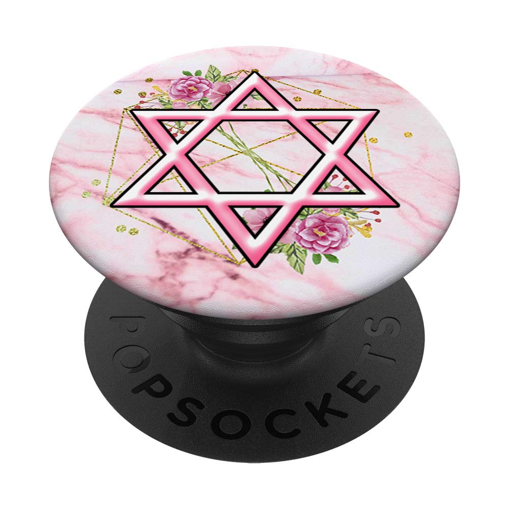 Flower Star of David Magen David Jewish Star PopSockets PopGrip - Swappable Phone Grip for iPhone, Samsung & Tablets - Perfect for Jewish Holidays, Synagogue & Daily Use
