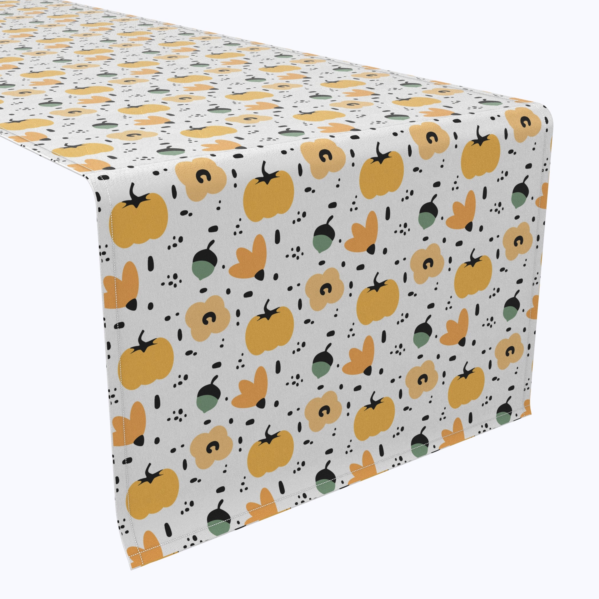 Cartoon Pumpkin Design Cotton Table Runner - Fall Harvest Decor for Thanksgiving & Halloween Dining Table Setting