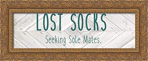 40x16 Gold Ornate Framed Canvas Art Print - Laundry Lost Socks by Kimberly Allen | Vintage Home Decor for Living Room, Bedroom & Office Wall