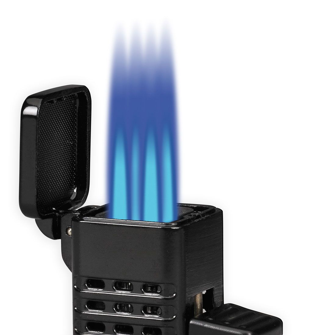 Vertigo Conquistador Quad Torch Lighter - Gold Windproof Butane Lighter for Cigars, Camping & Outdoor Use