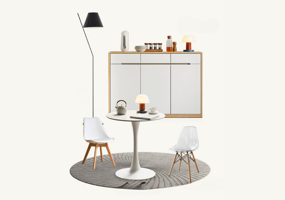 Solid Oak Wood Ultra Thin Sideboard - Modern Slim Console Table for Living Room, Entryway, or Dining Room Storage