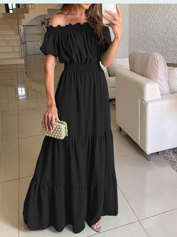 Boho Summer Dress for Women - Flowy Solid Color Maxi Dress | Beach, Vacation & Casual Outfit
