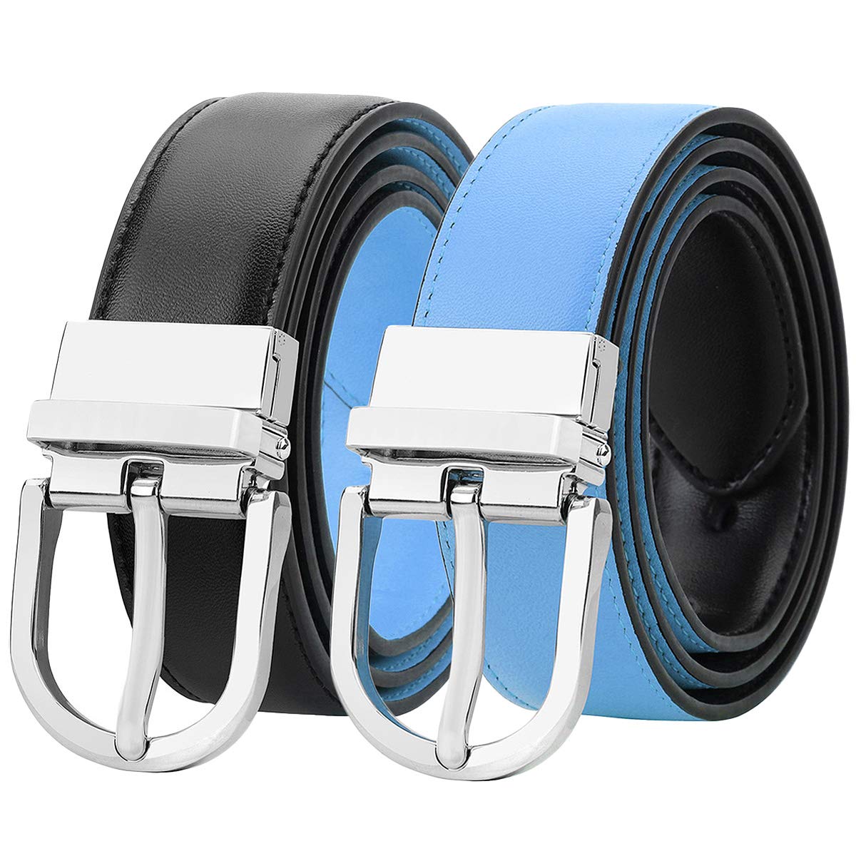 Falari Reversible Genuine Leather Belt for Women & Kids - Single Prong Buckle Fashion Accessory (2 Colors in 1 Belt) | Perfect for Casual Wear, Office & Daily Outfits