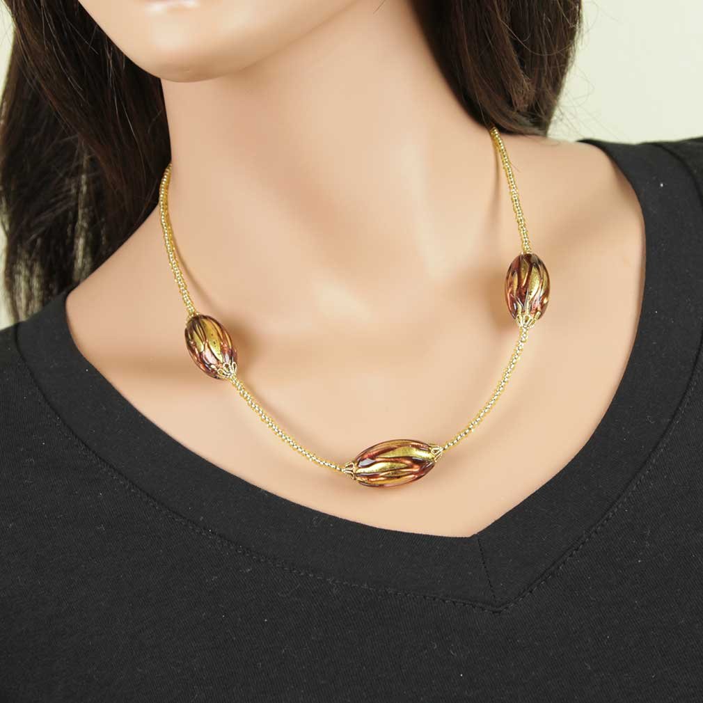 Venetian Murano Glass Royal Purple Pendant Necklace - Handcrafted Italian Jewelry for Women, Perfect for Weddings & Special Occasions