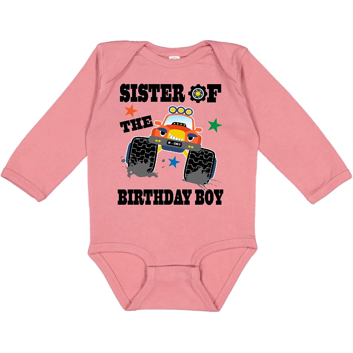 Inktastic Sister of The Birthday Boy Long Sleeve Creeper - Cute Matching Sibling Outfit for Birthday Parties & Family Photos
