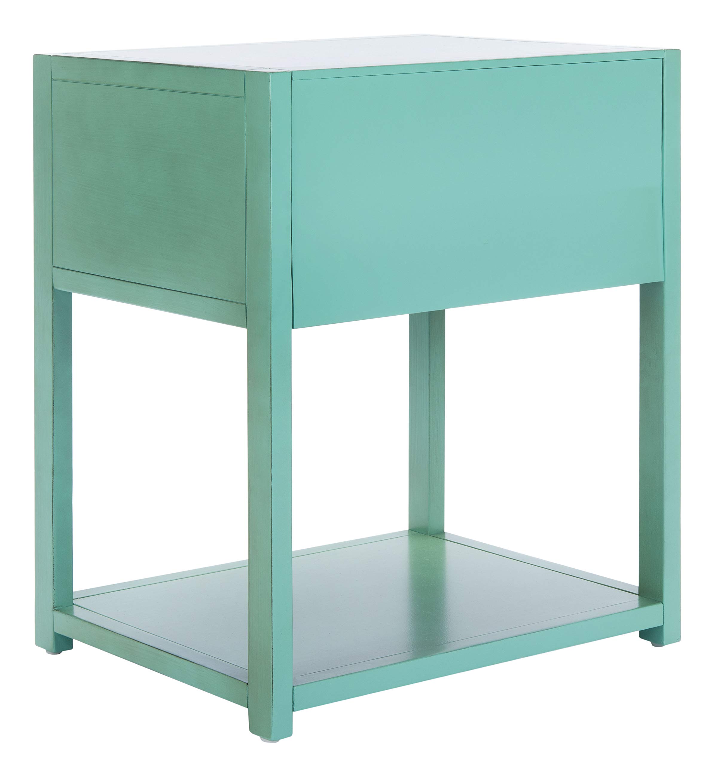 Safavieh Home Collection Yudi Turquoise and Gold 1-Drawer Nightstand - Modern Bedside Table for Bedroom Decor, Small Storage Cabinet with Drawer - Perfect for Guest Rooms, Apartments & Dormitories