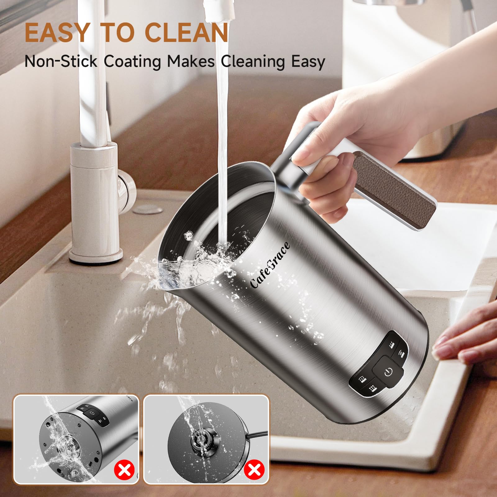 4-in-1 Electric Milk Frother & Steamer with Keep Warm Function - Automatic Hot/Cold Foam Maker for Coffee, Latte, Cappuccino - Perfect for Home Baristas & Coffee Lovers (Ideal for Morning Coffee, Afternoon Tea & Hot Chocolate Drinks)