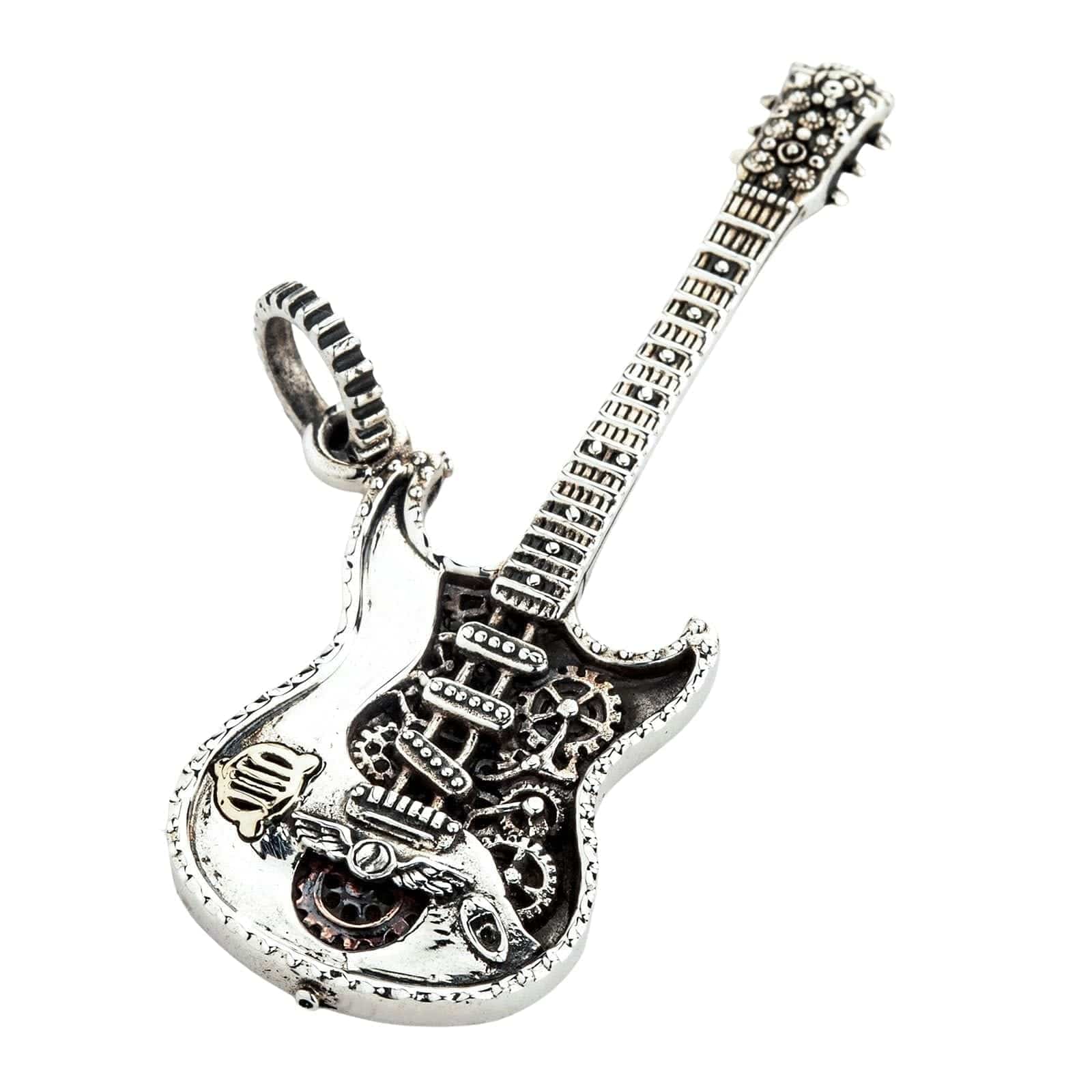 Sterling Silver Rocker Guitar Pendant Necklace for Women - Perfect for Concerts, Music Festivals & Rock Fashion Accessories