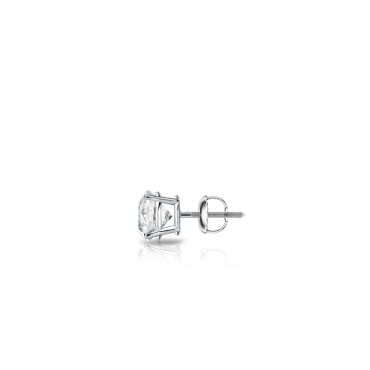 14K White Gold 4-Prong Basket Round Diamond Stud Earrings (1/8-1 ct, O-Color, I2-I3 Clarity) Screw Back Closure - Perfect for Weddings, Anniversaries & Special Occasions
