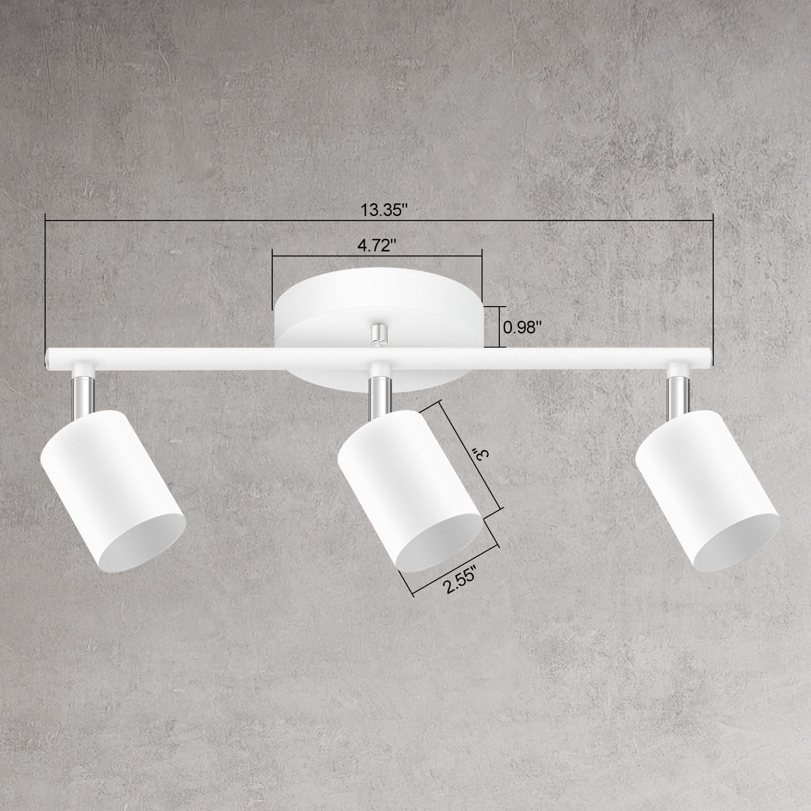 Modern White 3-Light LED Track Lighting Kit - Adjustable Rotating Spotlight Heads for Kitchen, Cabinet, Gallery, Bar & Living Room | Energy Efficient Industrial Ceiling Light Fixture for Home & Commercial Spaces