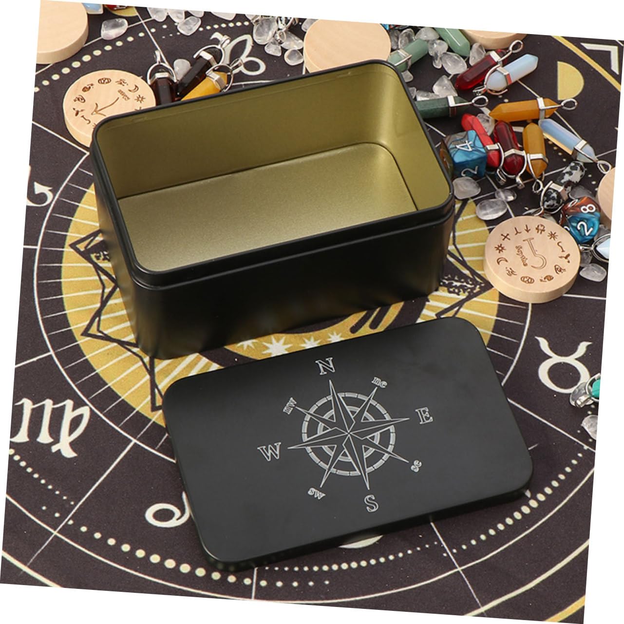 Parliky Tarot Card Case - Lockable Iron Card Holder with Large Capacity & Compact Size | Perfect for Organizing Tarot Cards, Jewelry, Necklaces & Travel Accessories | Ideal for Tarot Readers, Jewelry Storage & Travel Organization