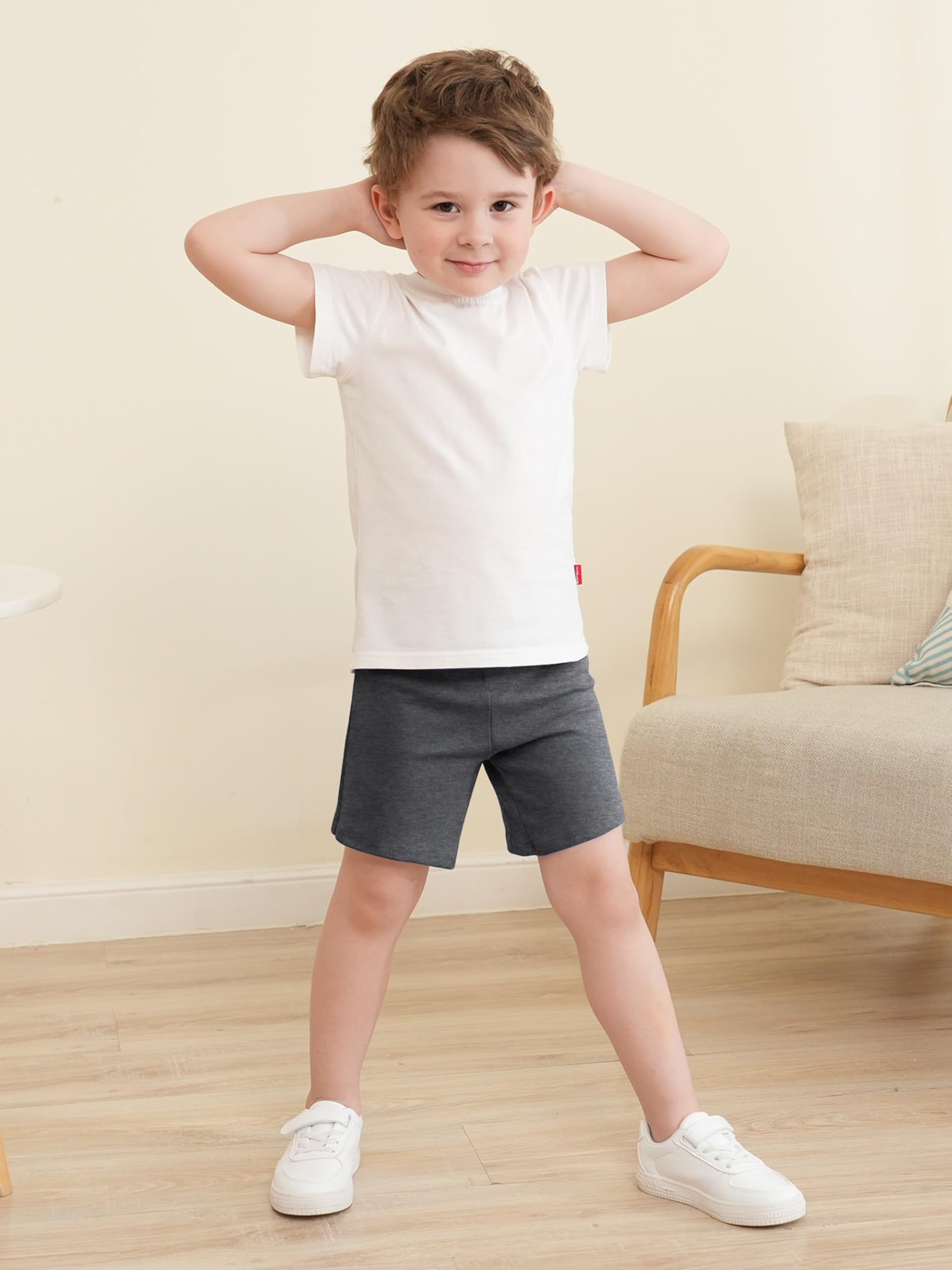 4 Pack Boys' Cotton Toddler Shorts - Soft Summer Casual & Jogger Shorts for Baby & Kids | Perfect for Playtime, Daycare & Outdoor Activities
