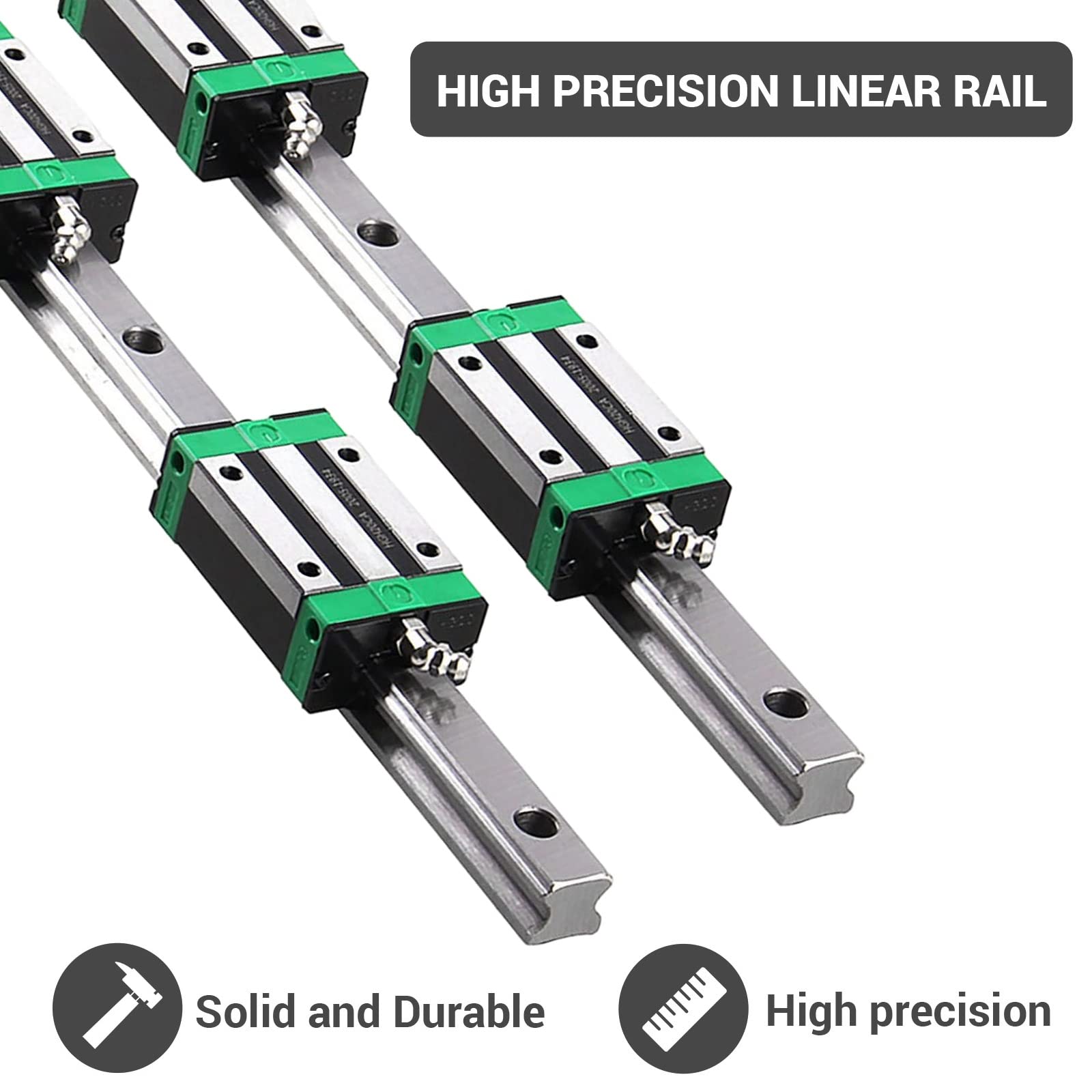 HGR20 1500mm Linear Guide Rail Kit (2PCS) with HGH20CA Carriage (4PCS) - Includes Wrench, Plastic Dust Caps & Screws for CNC Routers, Lathes, Mills & 3D Printers | Perfect for DIY CNC Machine Building & Precision Motion Control Projects