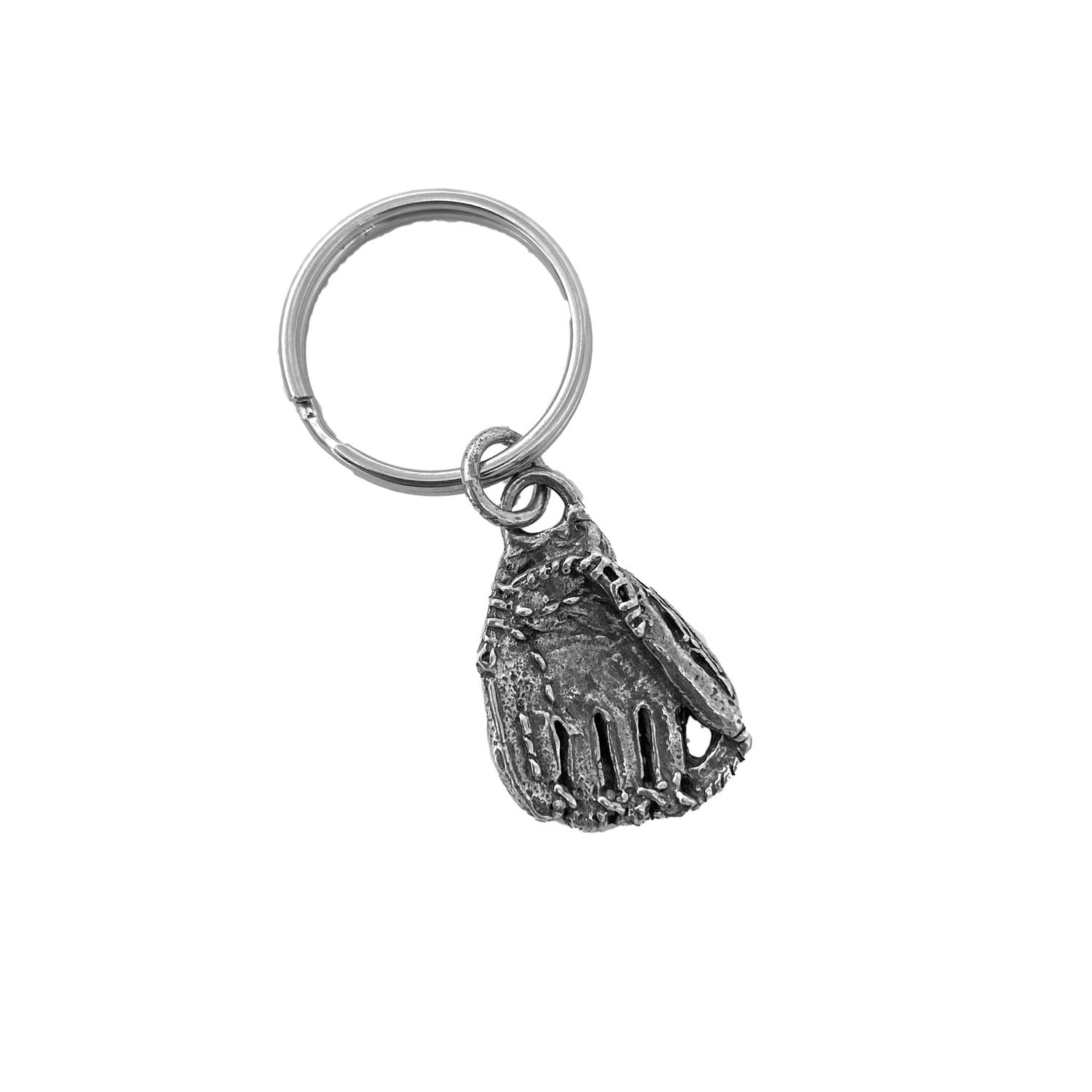 Handmade Pewter Baseball Glove Keychain - 2