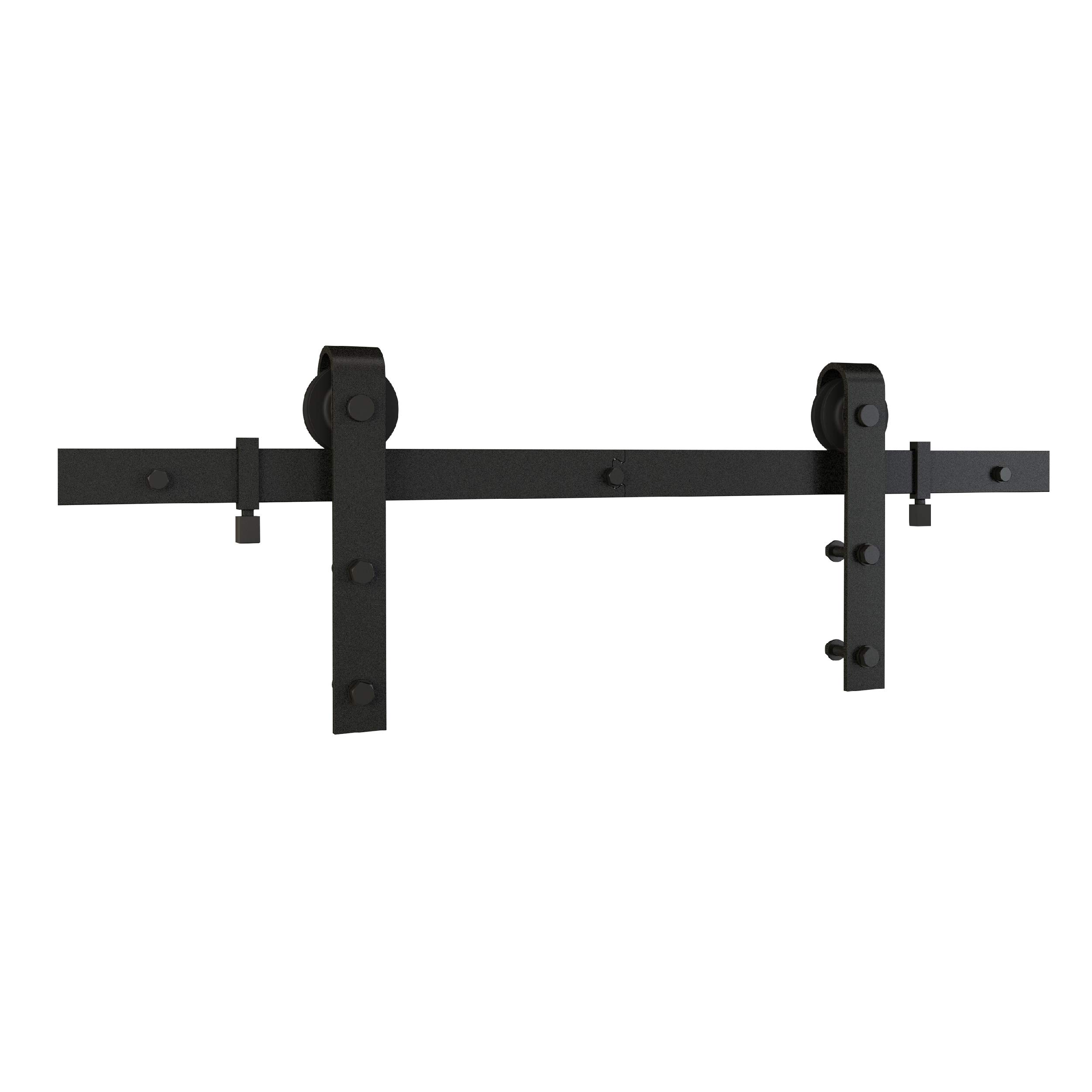 National Hardware N700-004 Matte Black Interior Sliding Barn Door Hardware Kit (2-Piece, 96-inch) - Perfect for Bedrooms, Closets & Farmhouse Style Homes