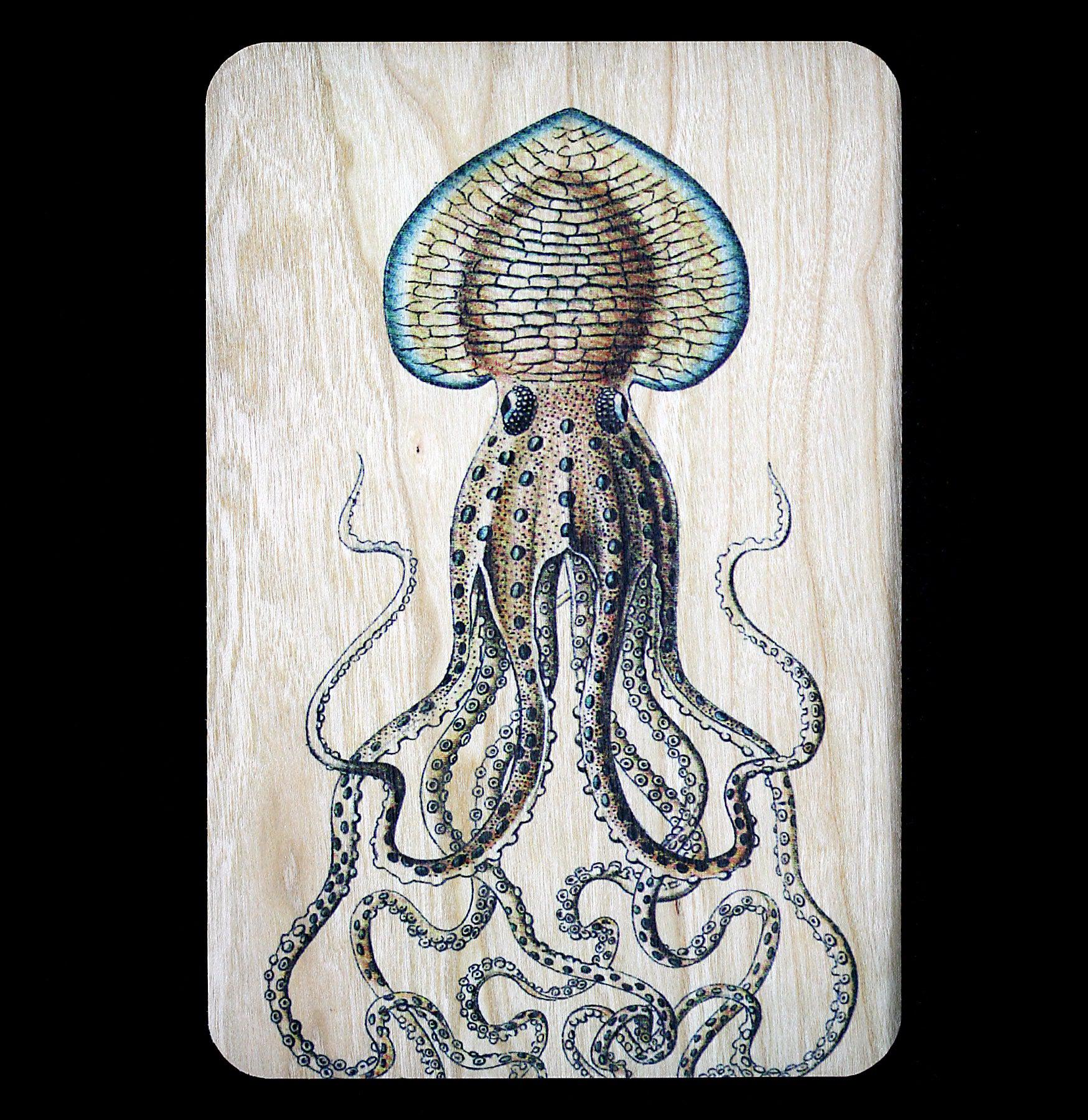 Handmade Wooden Octopus Postcard - Unique Marine Animal Greeting Card for Birthdays, Anniversaries & Home Decor