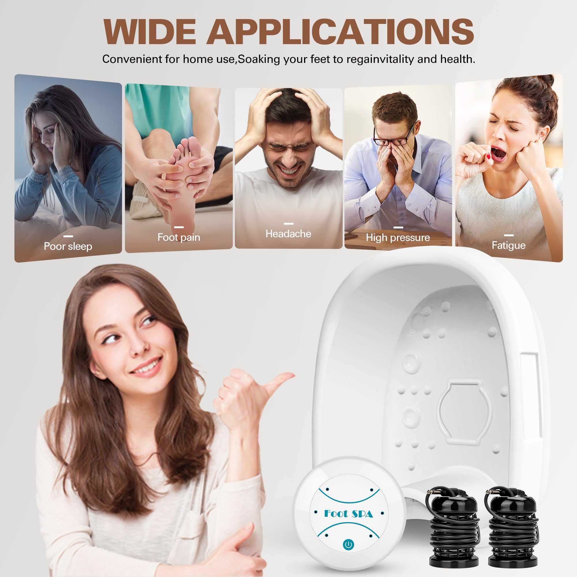 Ionic Foot Spa Detox Machine for Home Use - Professional Salon-Level Foot Detoxifier with 2 Arrays & Liners, Promotes Healthy Detox & Relaxation - Perfect for Home Spa, Stress Relief & Wellness Routine