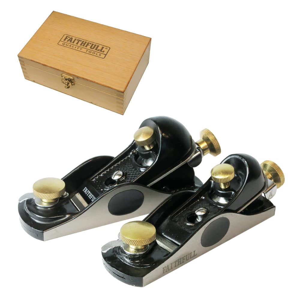 FAIPLANEBPS 6012 & 912 Premium Wooden Block Plane Set - Dual Smoothing & Trimming Hand Planes for Woodworking Projects - Perfect for Carpentry, DIY Furniture Making & Fine Wood Finishing
