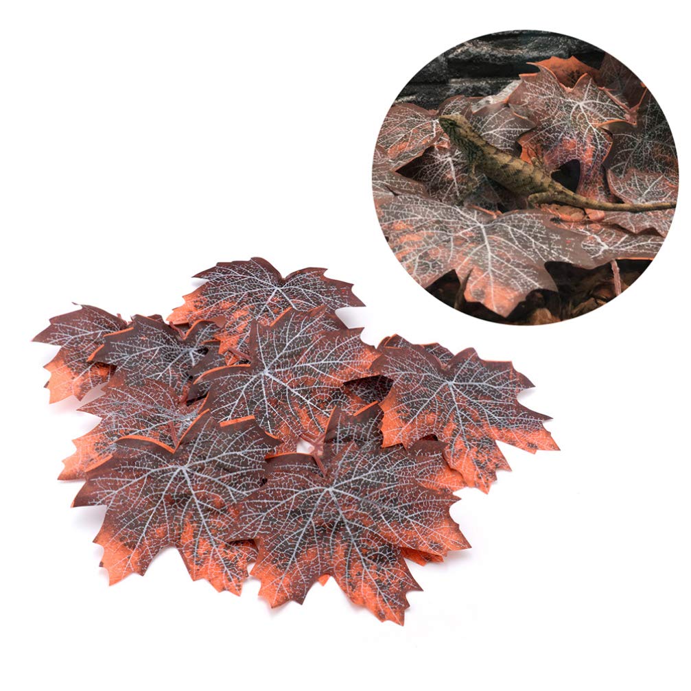 12Pcs Artificial Maple Leaves Terrarium Plants - Realistic Reptile Habitat Decor for Snakes, Lizards, Frogs & Bearded Dragons | Perfect for Terrariums, Vivariums & Reptile Enclosures
