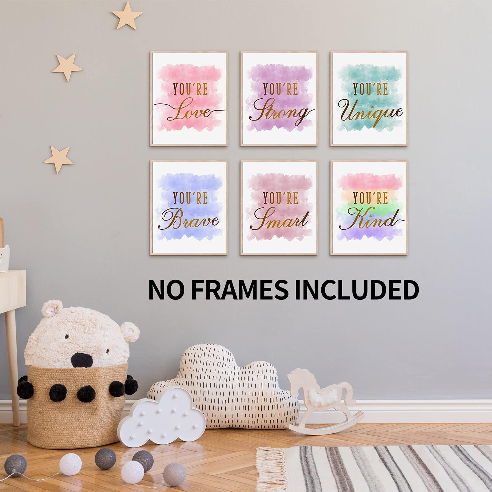 HOMANGA Kids Wall Art Posters - Set of 6 Unframed 8x10 Inch Prints for Teen Girls Room, Bedroom, Nursery & Playroom Decor - Anime Inspired Room Decorations for Birthday Gifts & Home Aesthetic