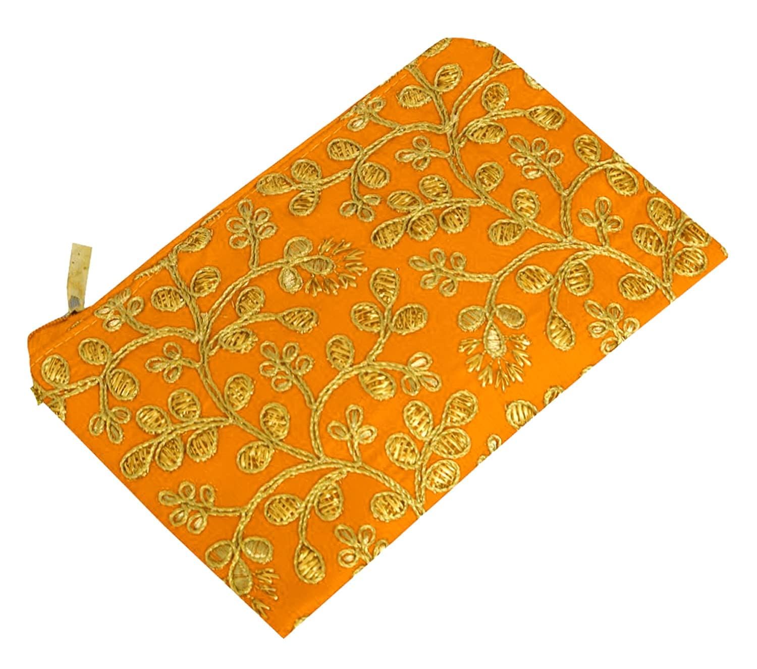Kuber Industries Women's Embroidery Handbag Wallet - Elegant Yellow Clutch for Party, Wedding, Date Night | Fashionable Rectangular Purse for Evening Events, Bridal Accessories & Special Occasions (HS39KUBMART022024)